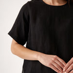 Mykonos Linen Tunic Top | Black-2