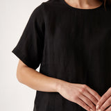 Mykonos Linen Tunic Top | Black-2