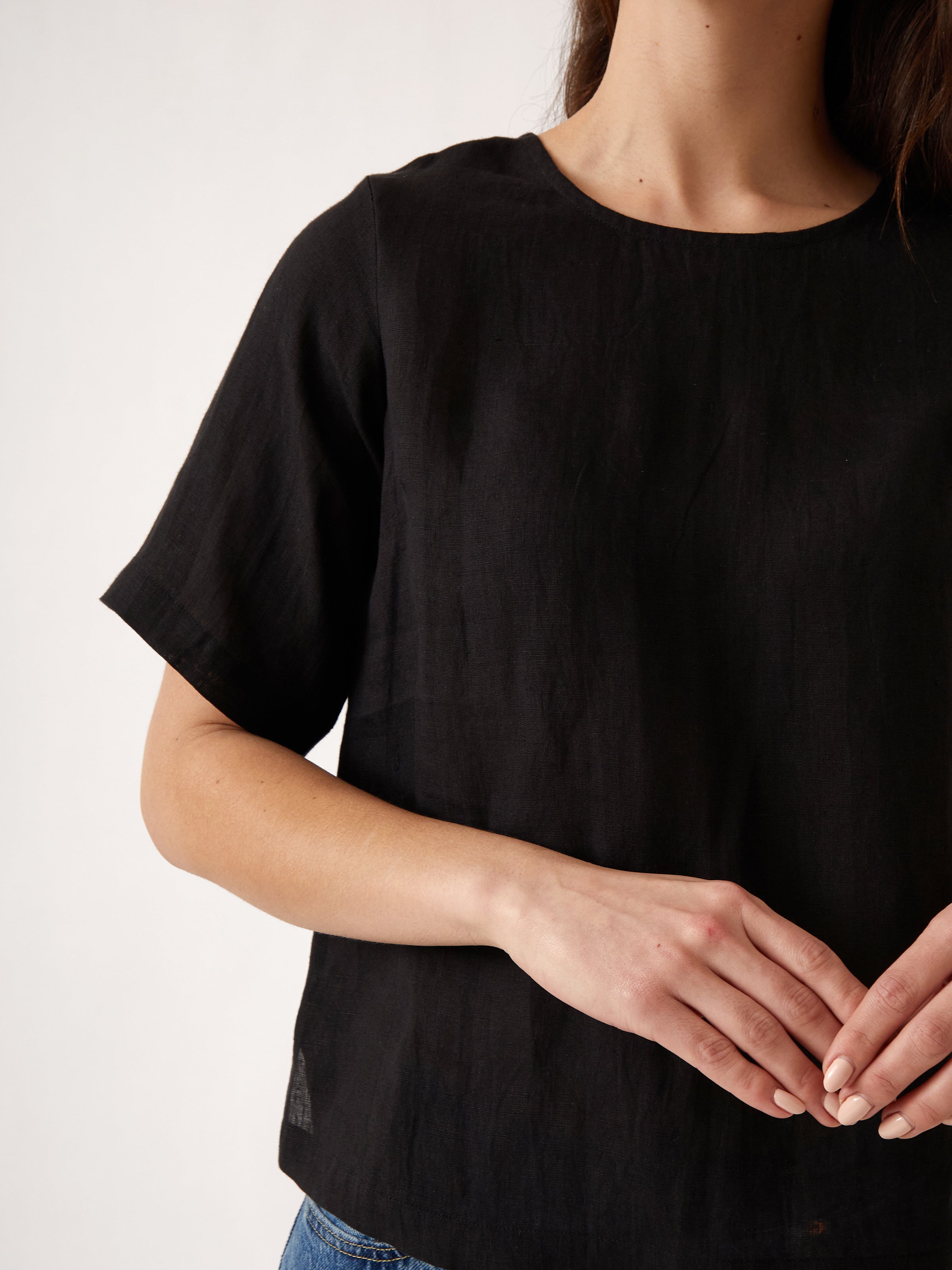 Mykonos Linen Tunic Top | Black-2