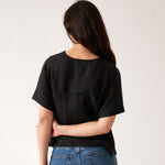 Mykonos Linen Tunic Top | Black-4
