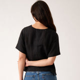 Mykonos Linen Tunic Top | Black-4
