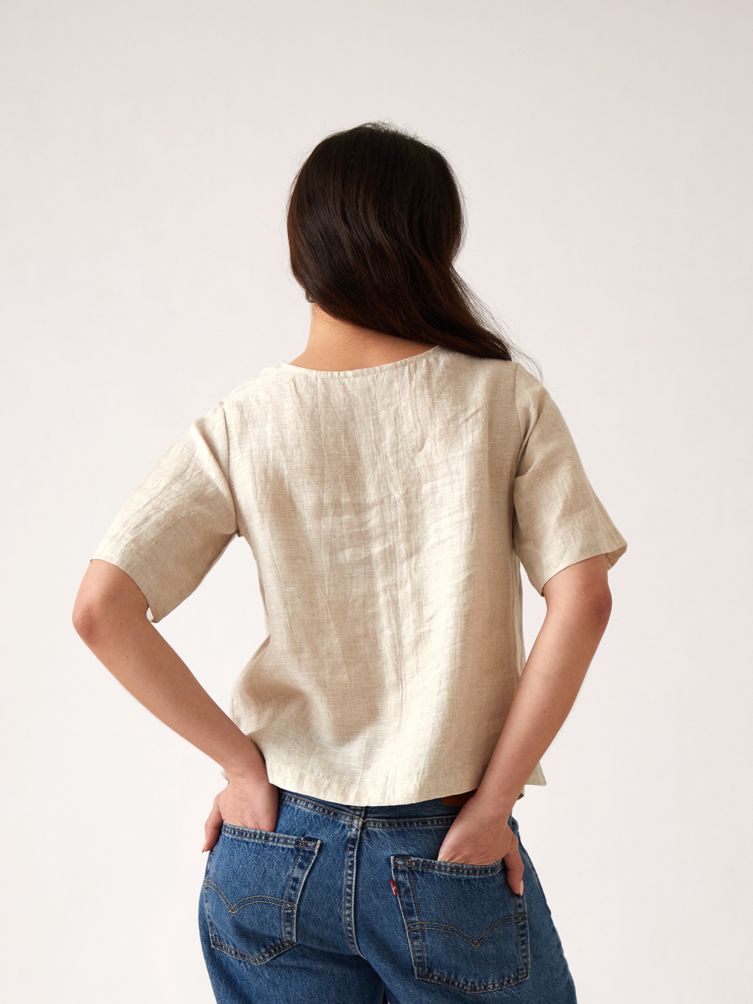 Mykonos Linen Tunic Top | Natural-4