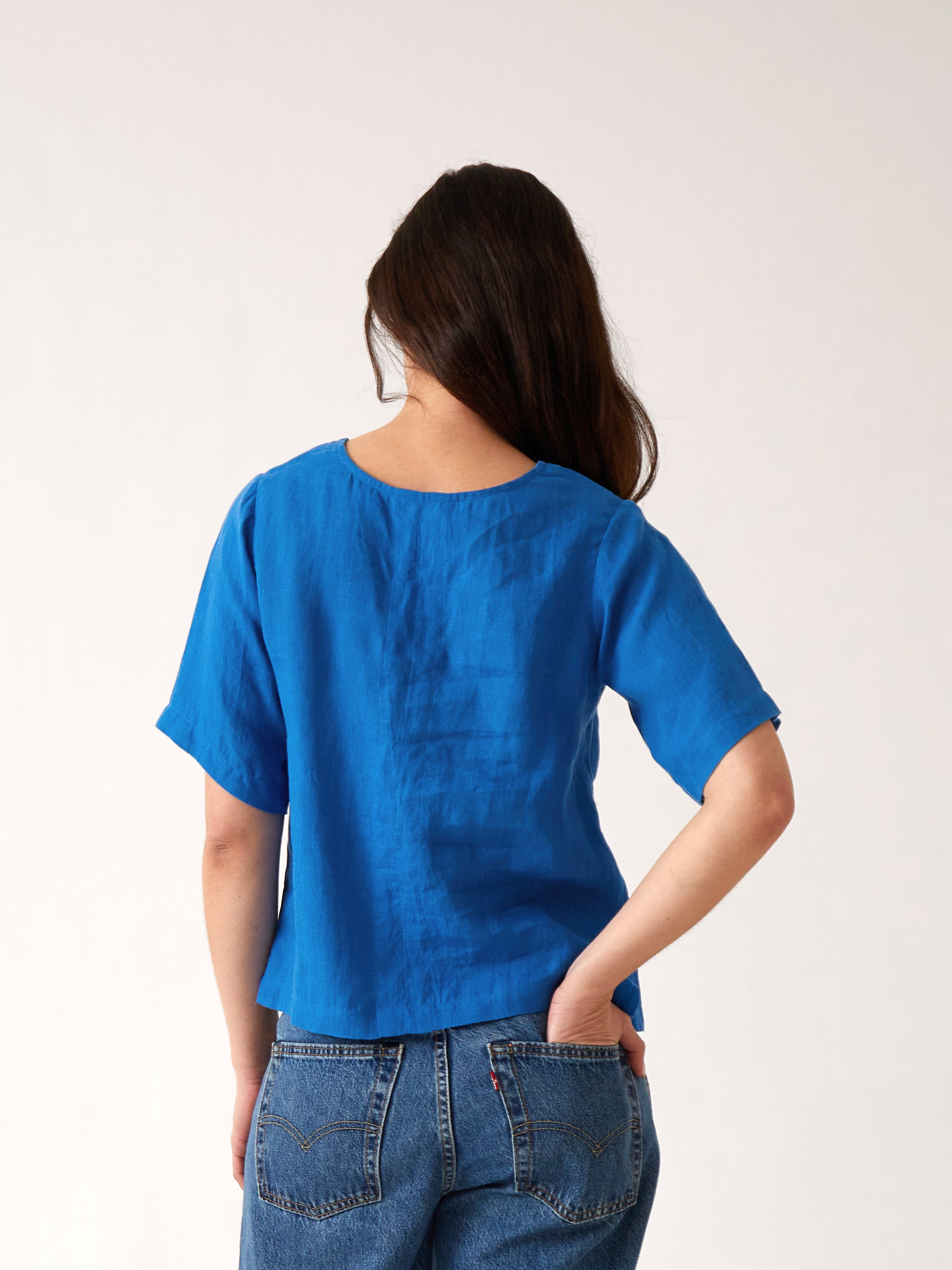 Mykonos Linen Tunic Top | Topaz-4