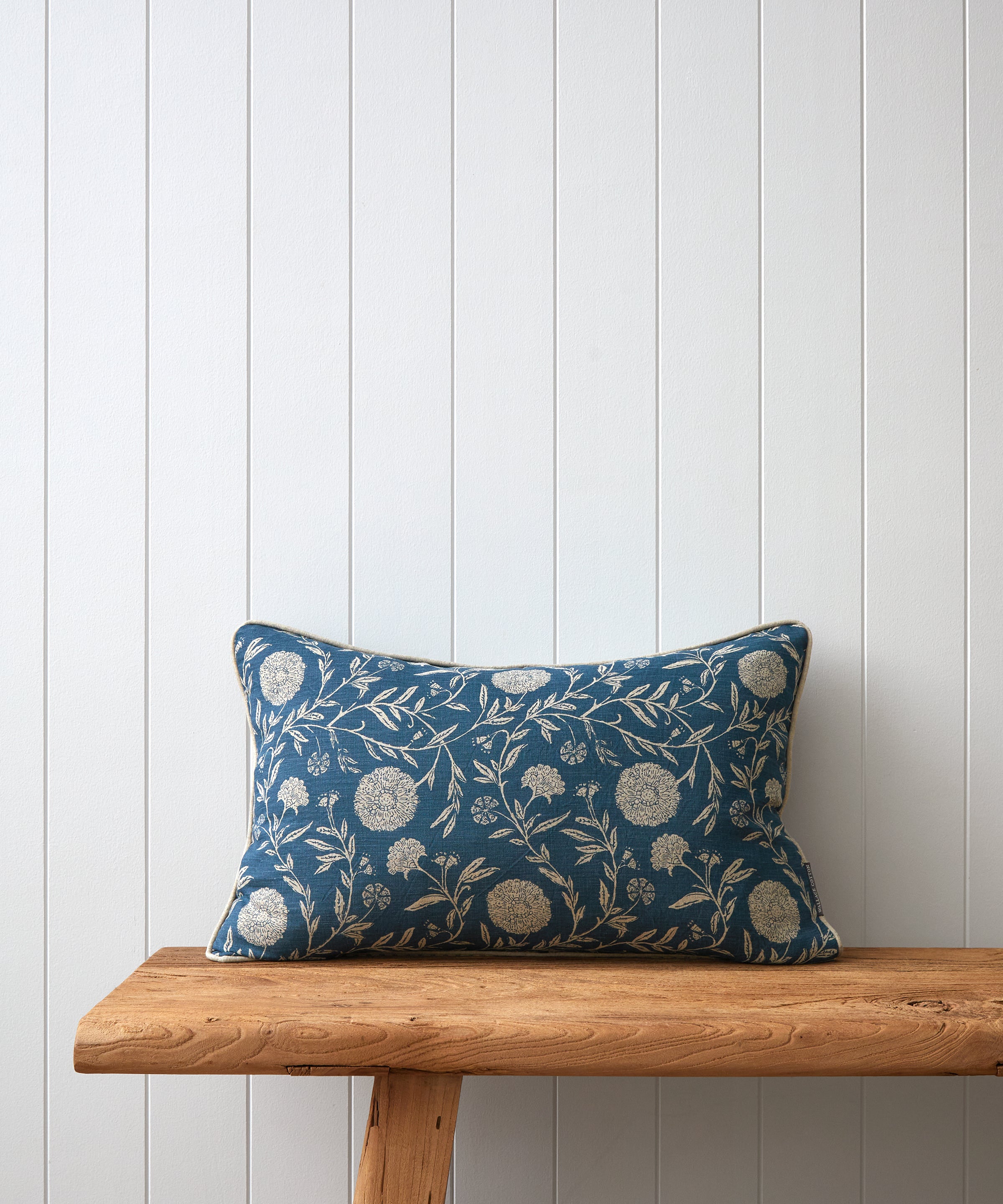 Nara Rectangle Cushion Cover | Navy Floral-1
