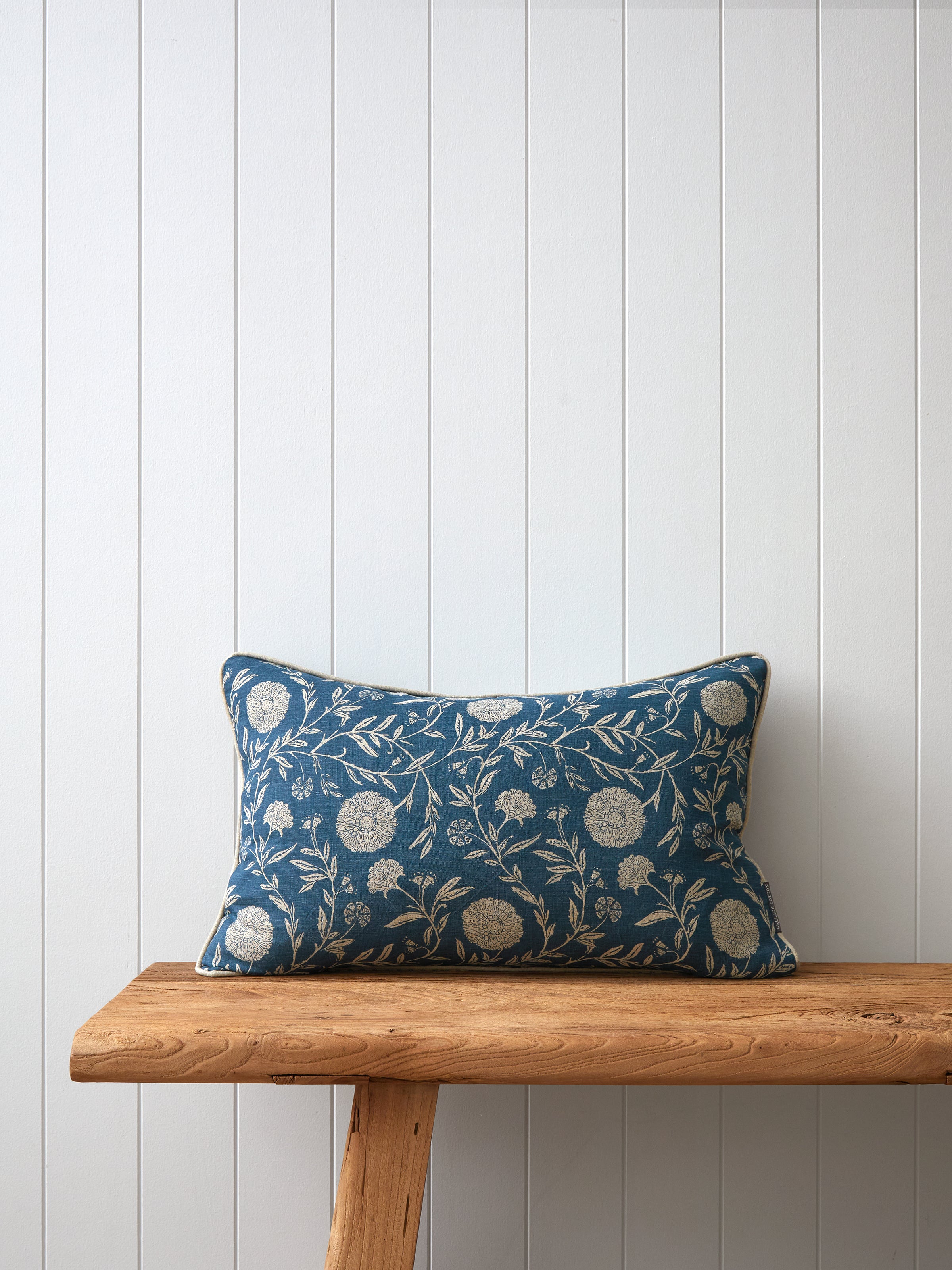Nara Rectangle Cushion Cover | Navy Floral-1