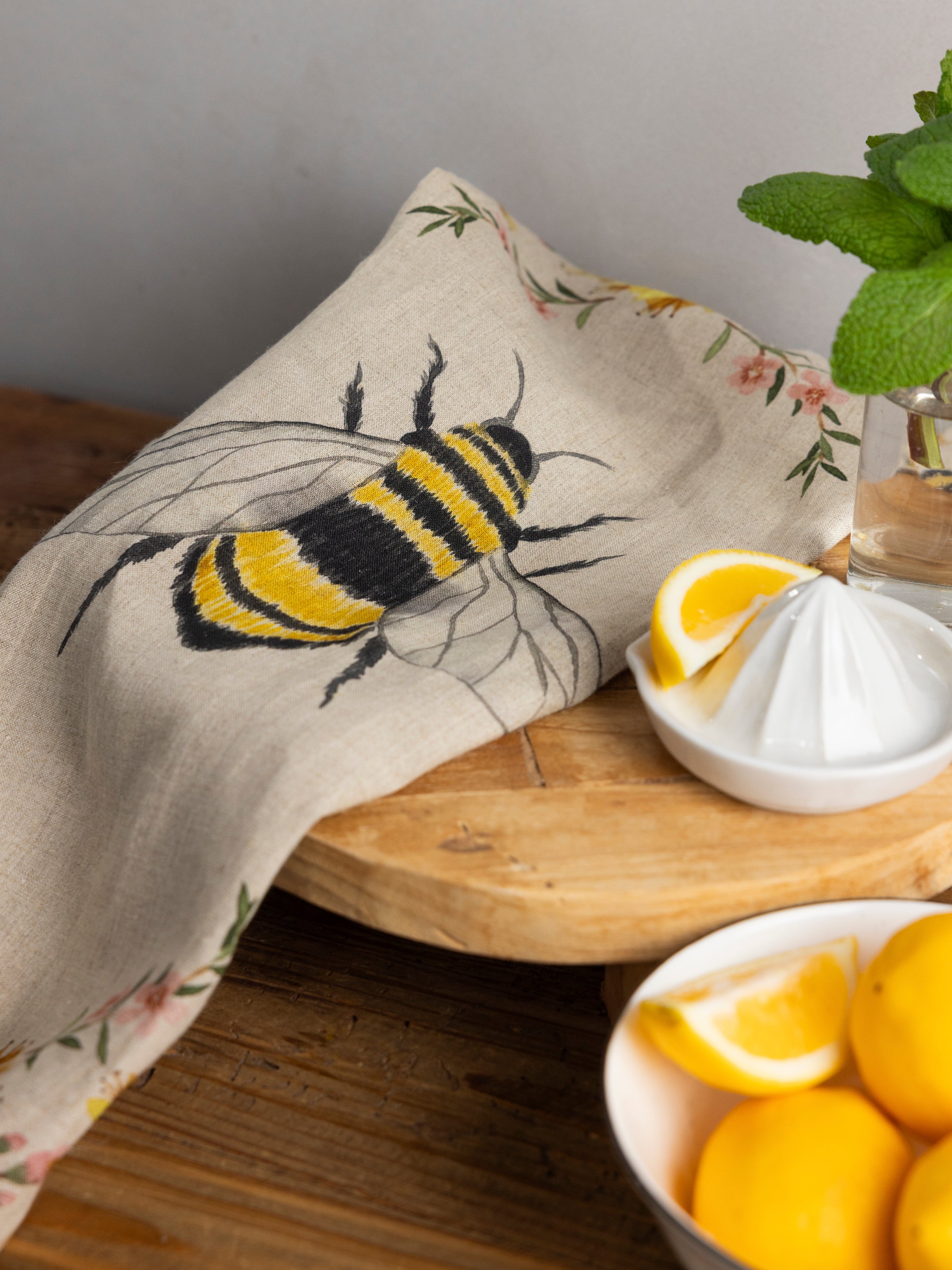Native Bee Linen Tea Towel | Multi-2