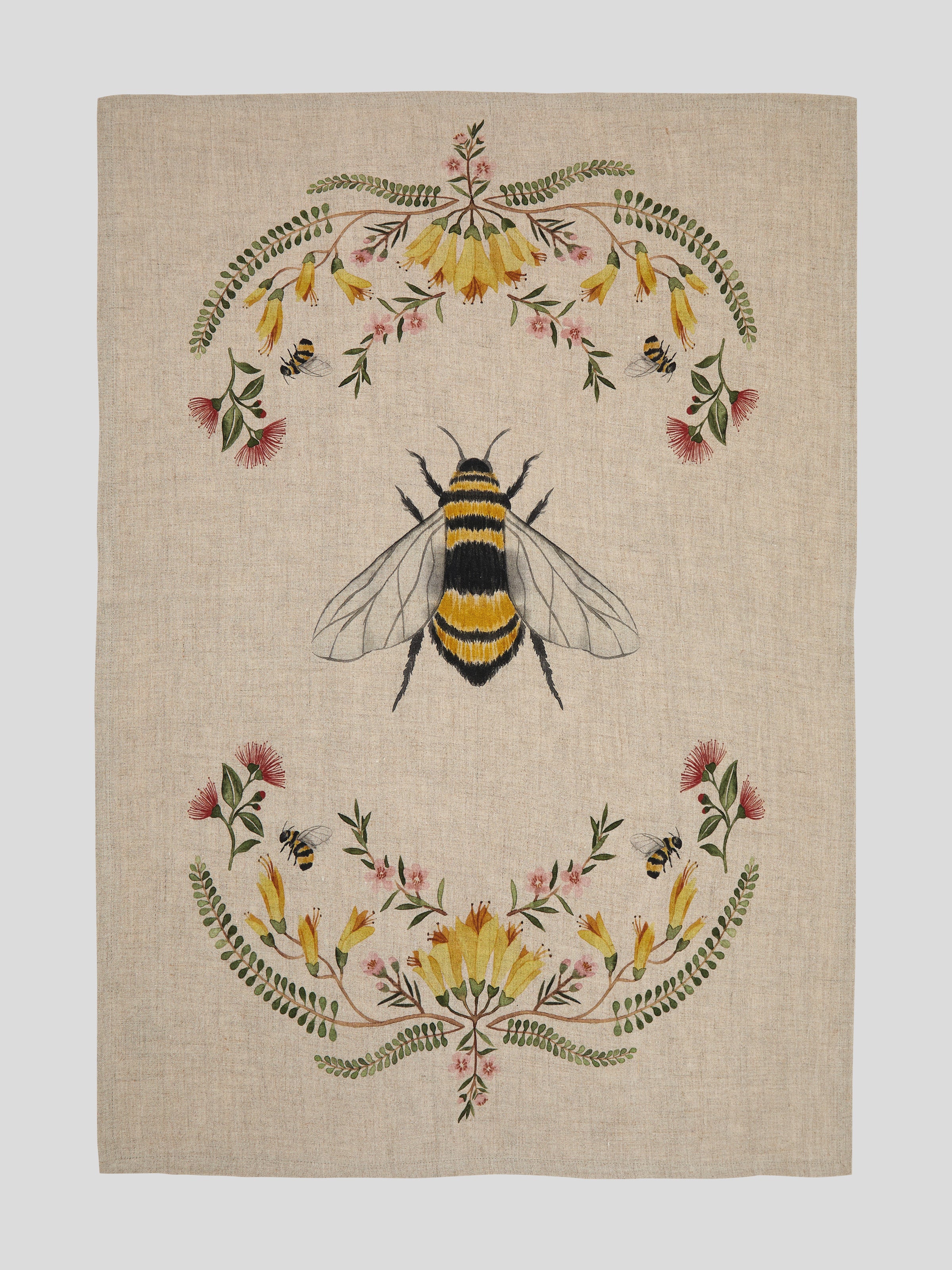 Native Bee Linen Tea Towel | Multi-3