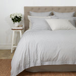 Purity Organic Cotton Duvet Cover Set | Charcoal/Natural Stripe-1