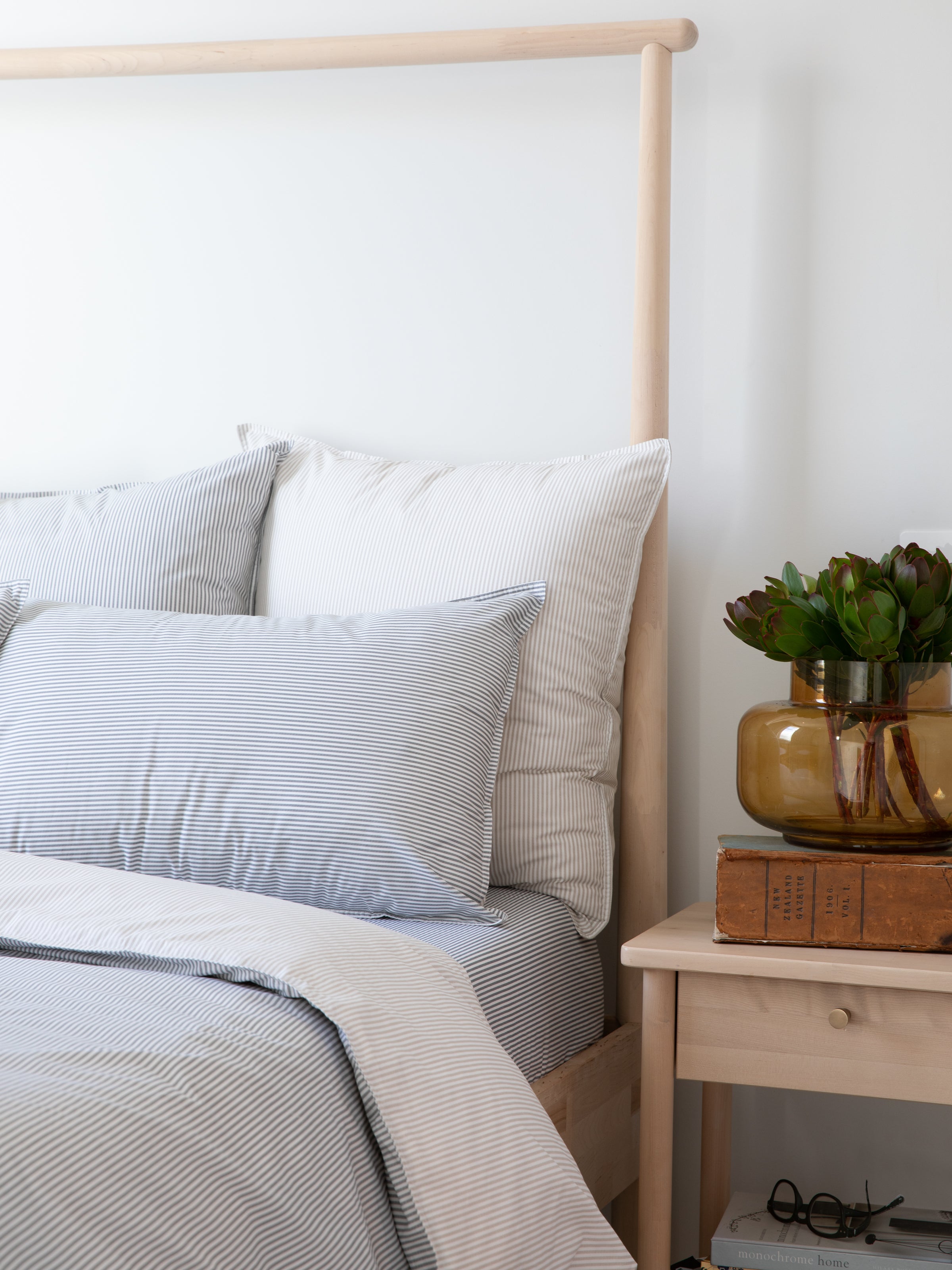 Purity Organic Cotton Duvet Cover Set | Charcoal/Natural Stripe-5