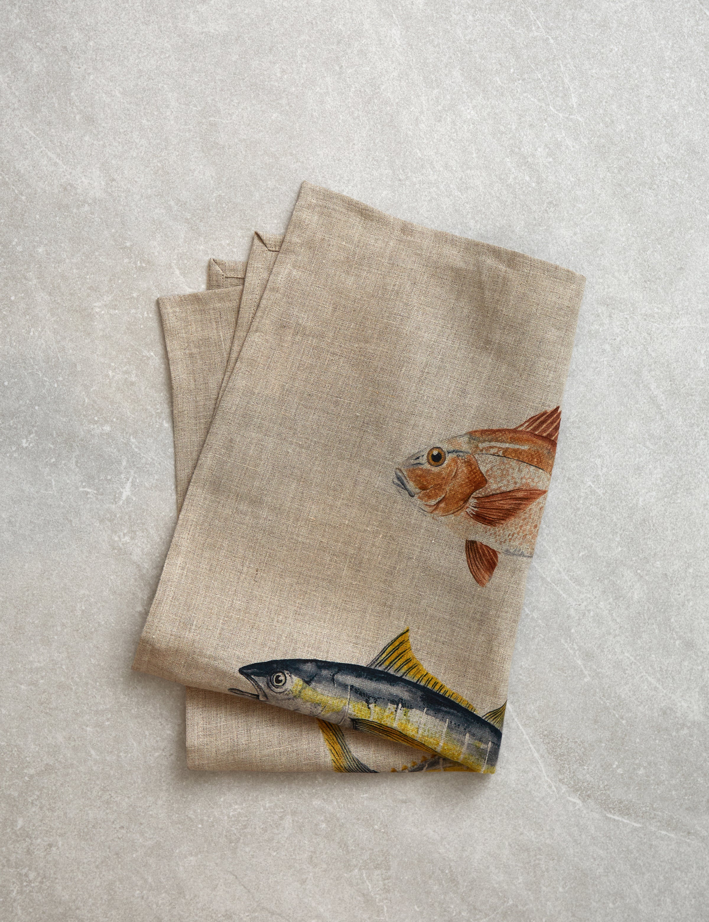 Ocean Fish Linen Tea Towel | Multi-1