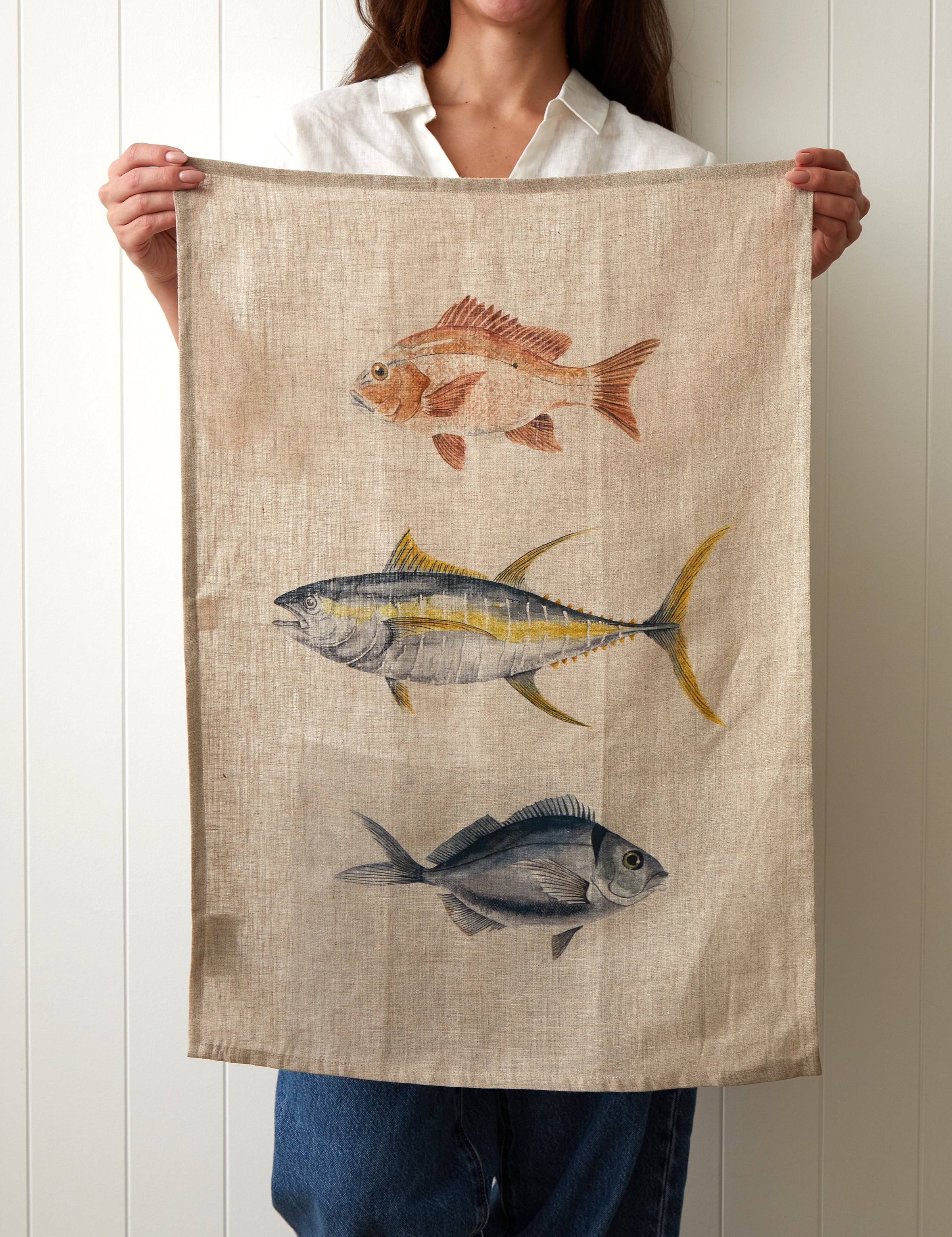 Ocean Fish Linen Tea Towel | Multi-2