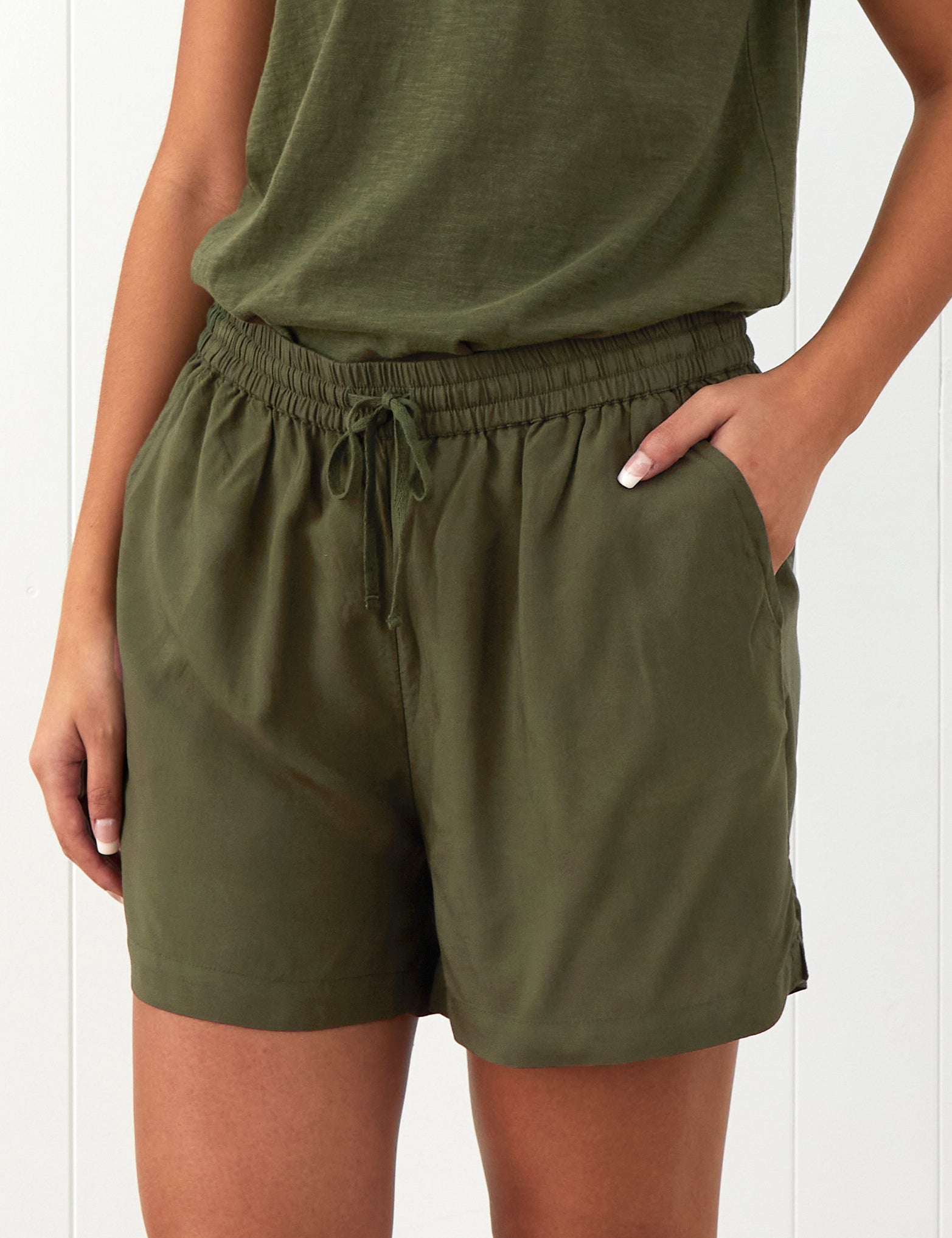 Olive Sleep Shorts | Olive-3