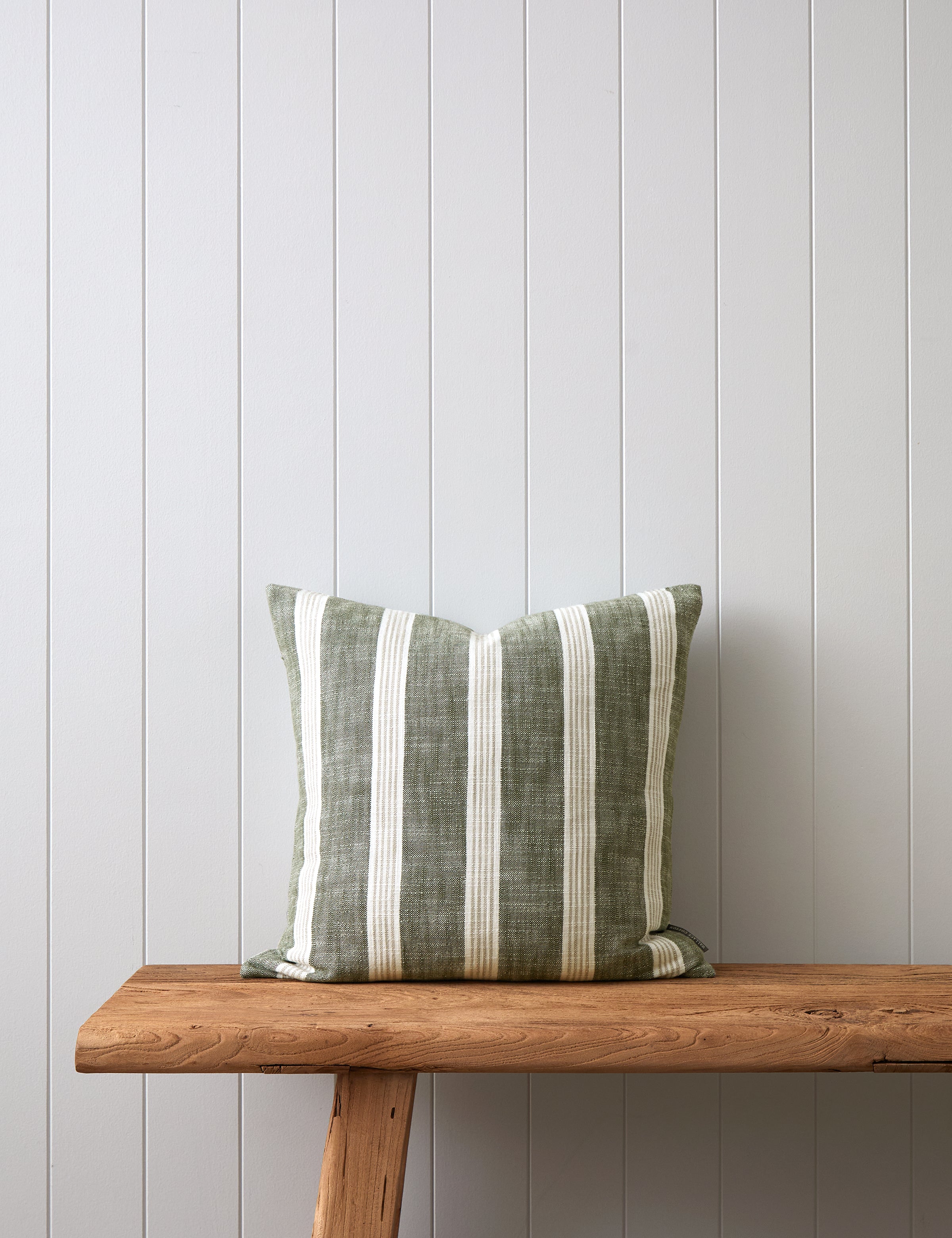 Olsen Square Cushion Cover | Sage Stripe-1