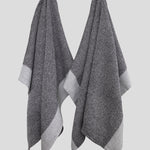 Organic Cotton Waffle Tea Towel Set of 2 | Black White-1