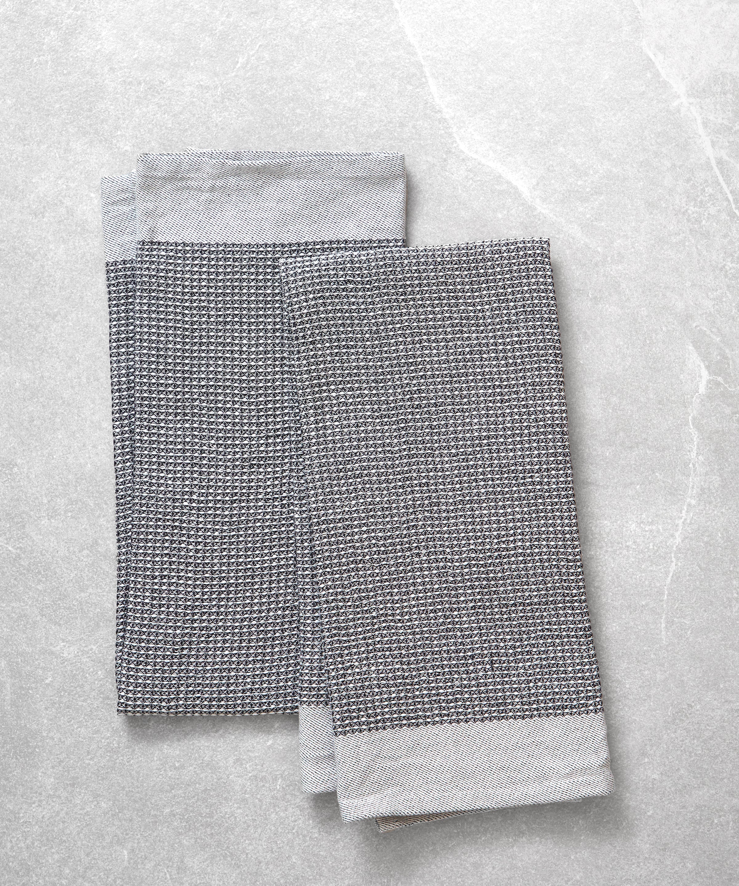 Organic Cotton Waffle Tea Towel Set of 2 | Black White-1