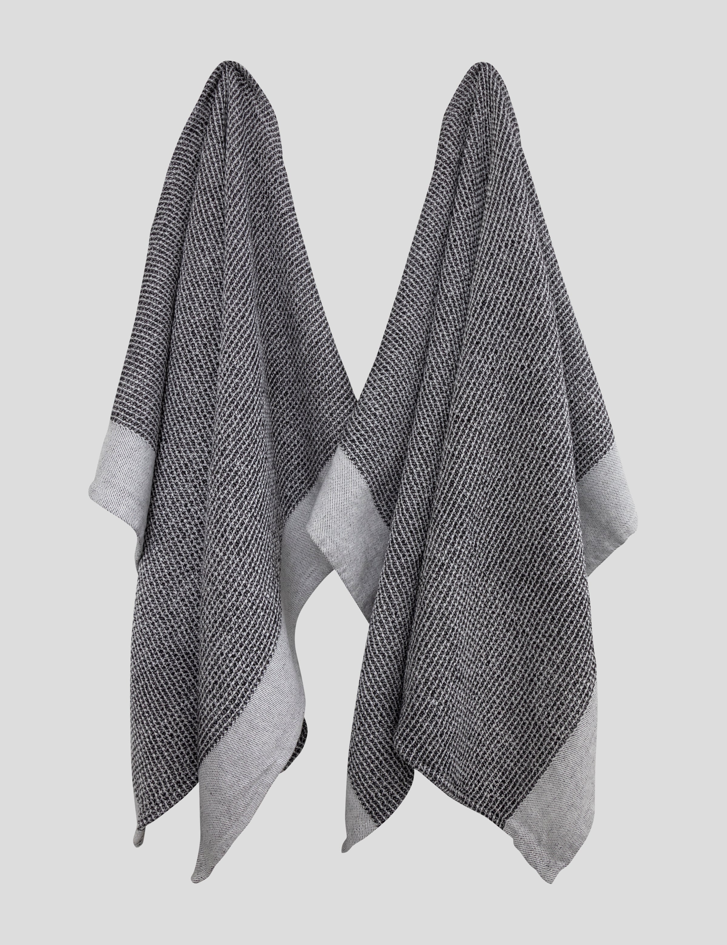 Organic Cotton Waffle Tea Towel Set of 2 | Black White-1