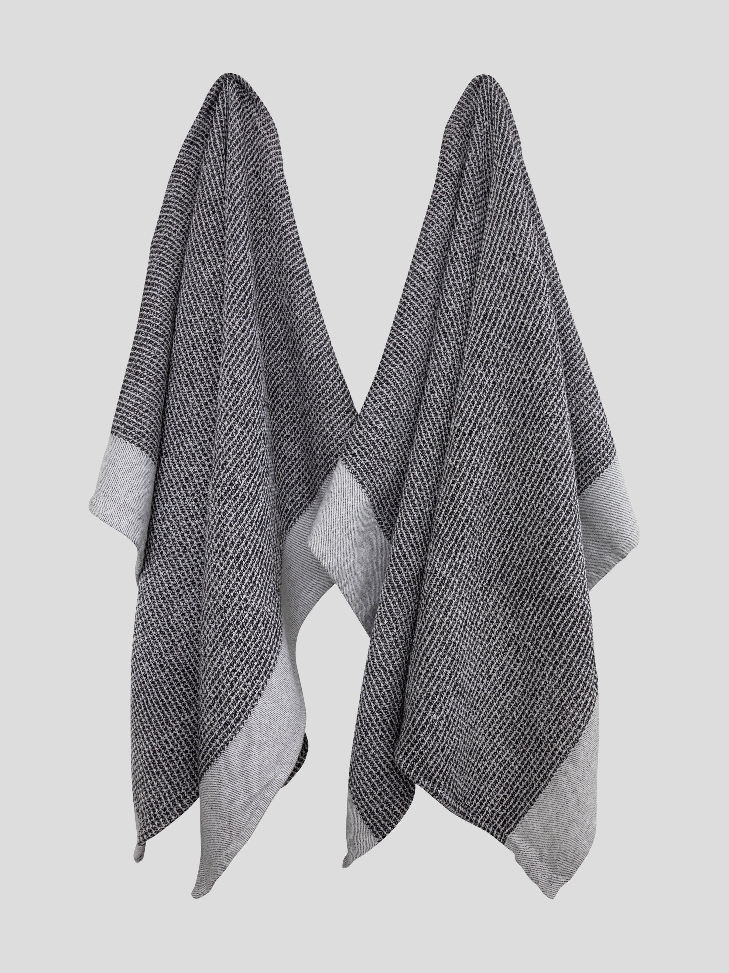 Organic Cotton Waffle Tea Towel Set of 2 | Black White-1