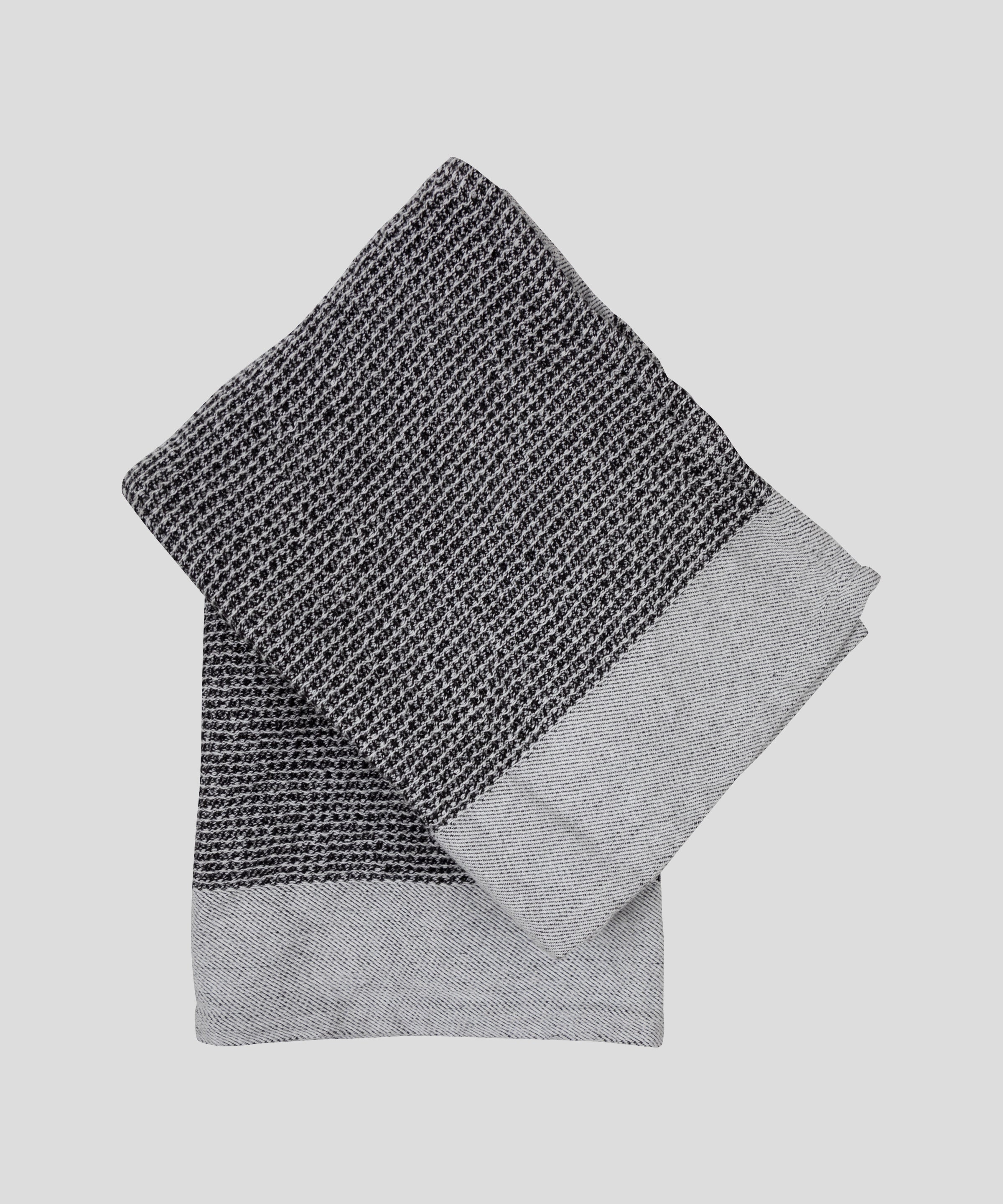 Organic Cotton Waffle Tea Towel Set of 2 | Black White-2