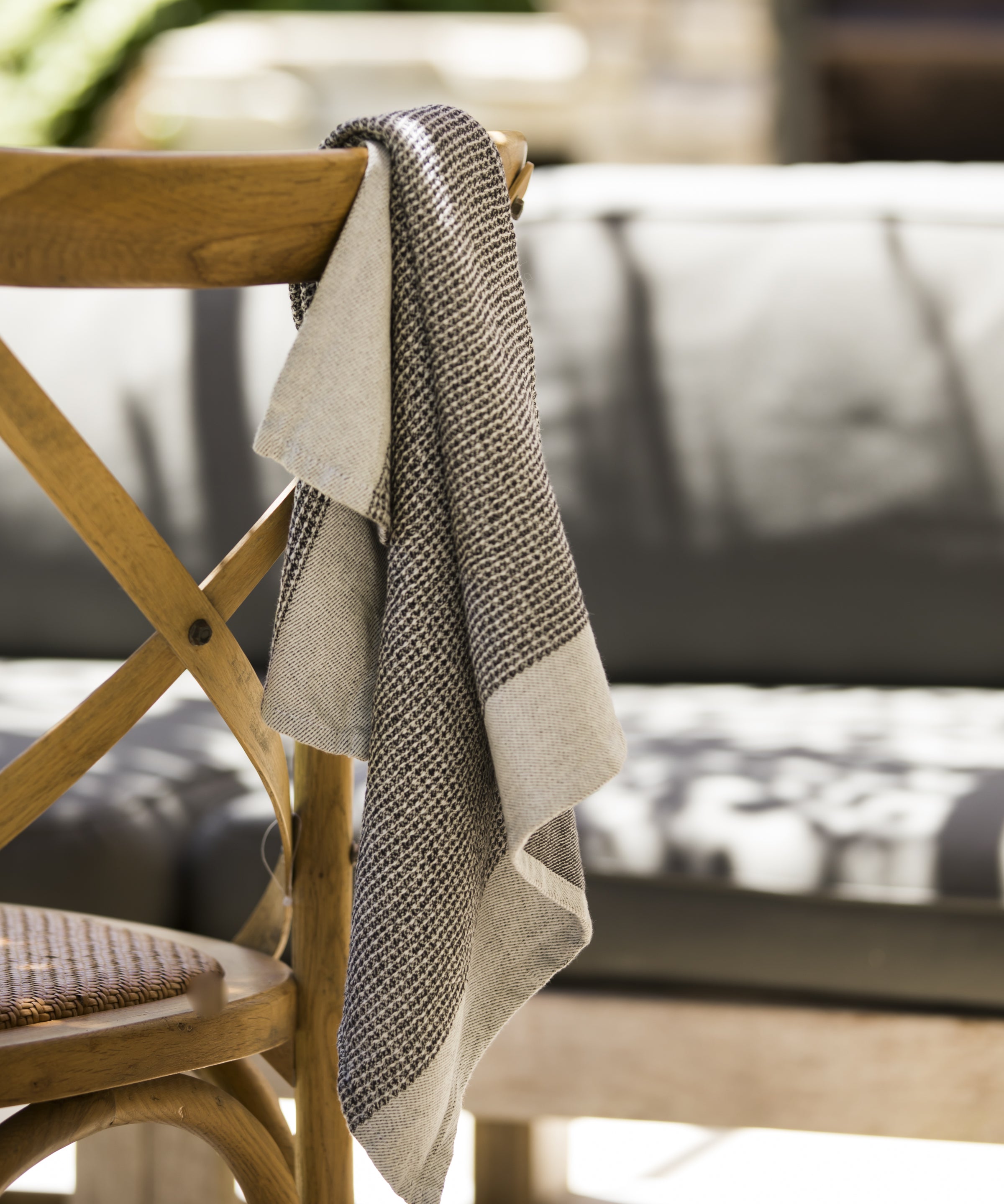 Organic Cotton Waffle Tea Towel Set of 2 | Black White-3