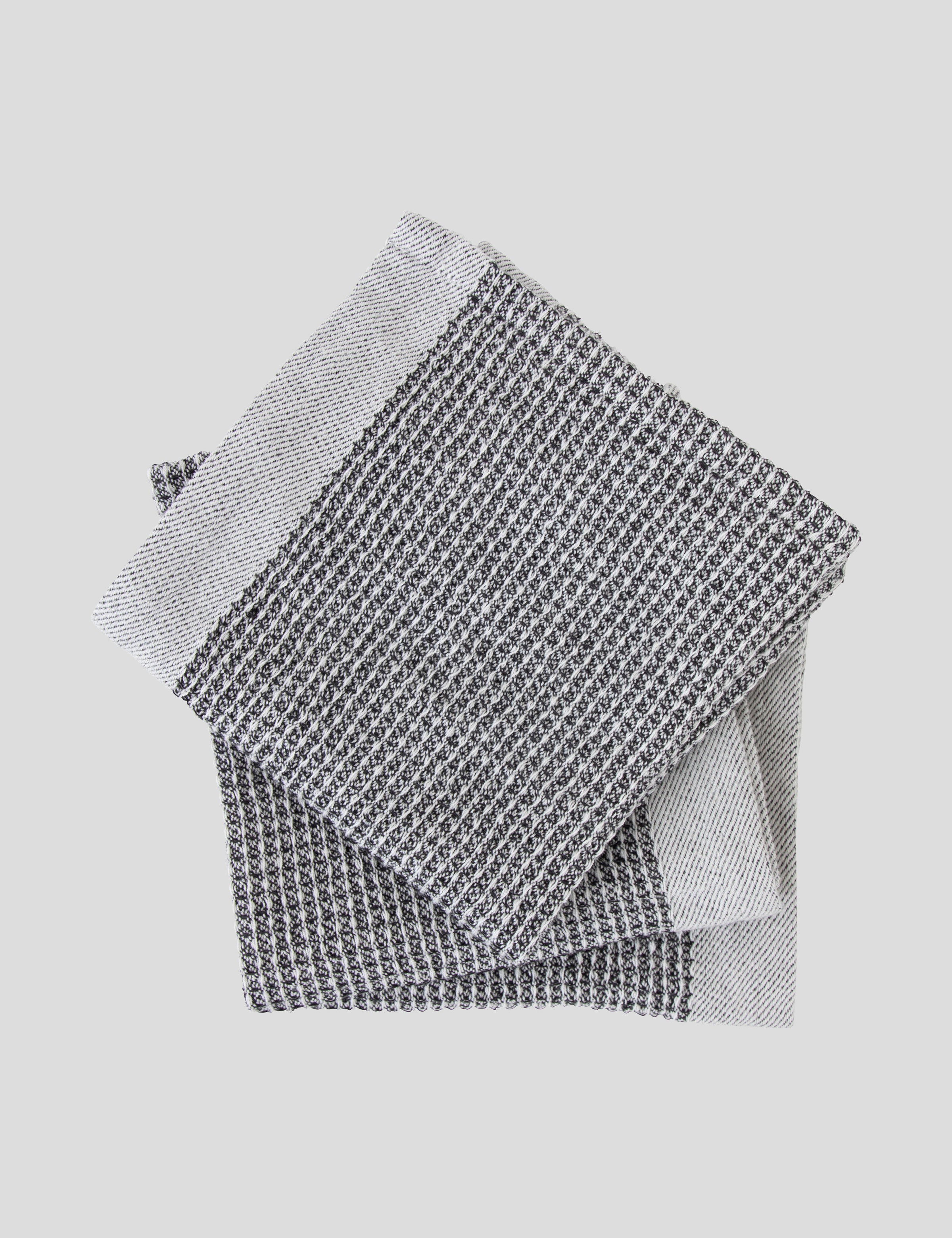 Organic Cotton Waffle Washcloth Set of 3 | Black White-1