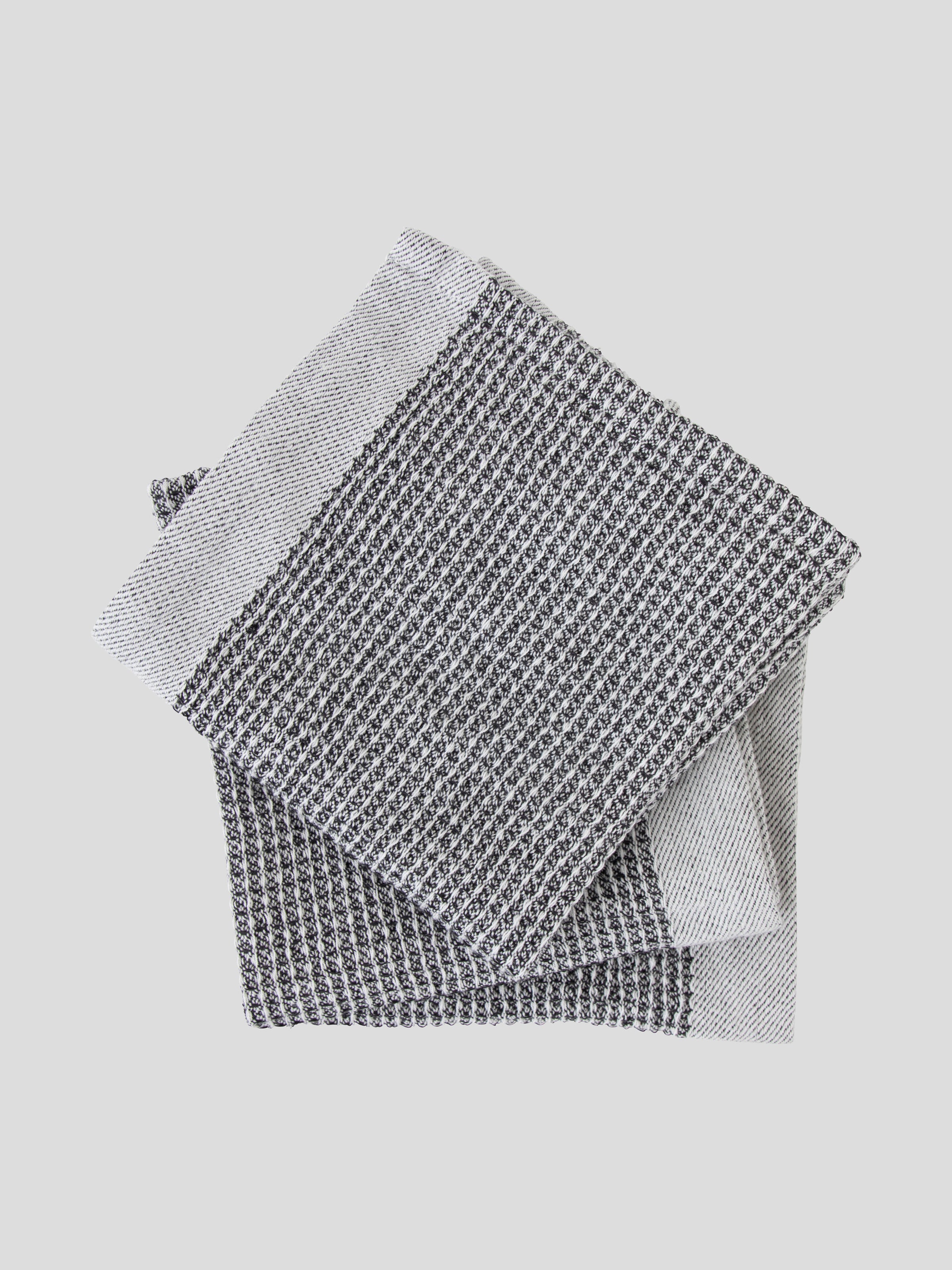 Organic Cotton Waffle Washcloth Set of 3 | Black White-1