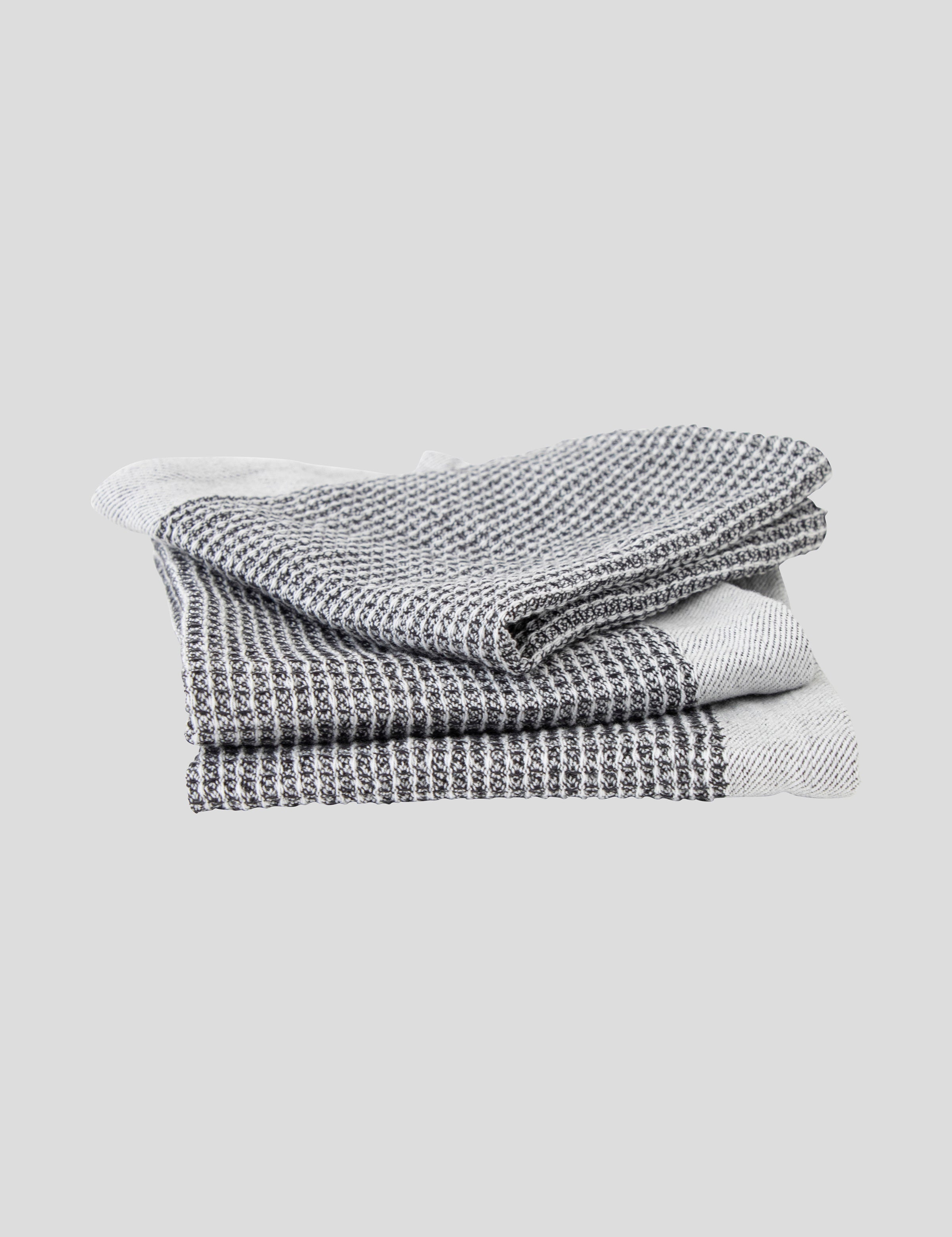 Organic Cotton Waffle Washcloth Set of 3 | Black White-3