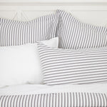Organic Ticking European Pillowcase | Grey White-2