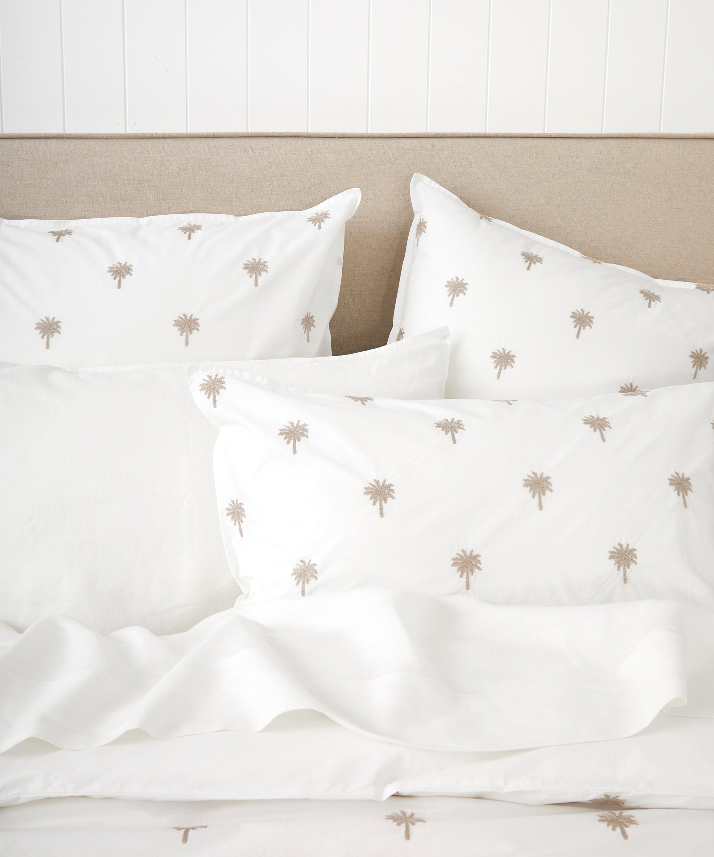 Palm Island Embroidered Duvet Cover Set | Taupe White-2