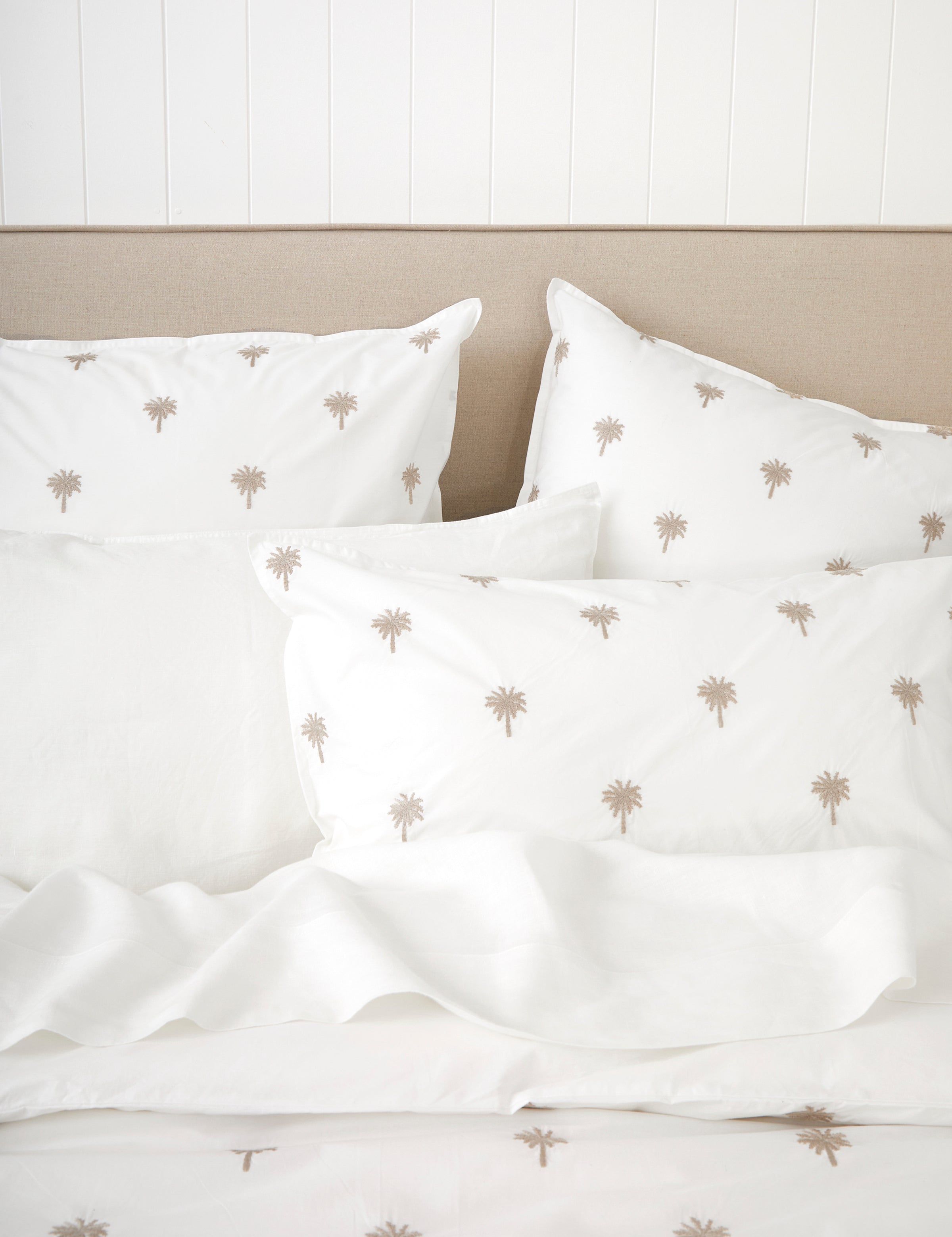 Palm Island Embroidered Duvet Cover Set | Taupe White-2