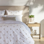 Palm Island Embroidered European Pillowcase | Taupe White-2