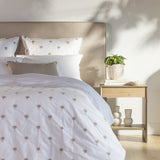 Palm Island Embroidered European Pillowcase | Taupe White-2