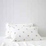 Palm Island Embroidered Standard Pillowcase Set | Taupe White-1