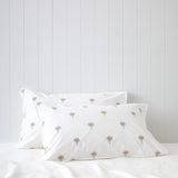 Palm Island Embroidered Standard Pillowcase Set | Taupe White-1