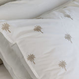 Palm Island Embroidered Standard Pillowcase Set | Taupe White-2