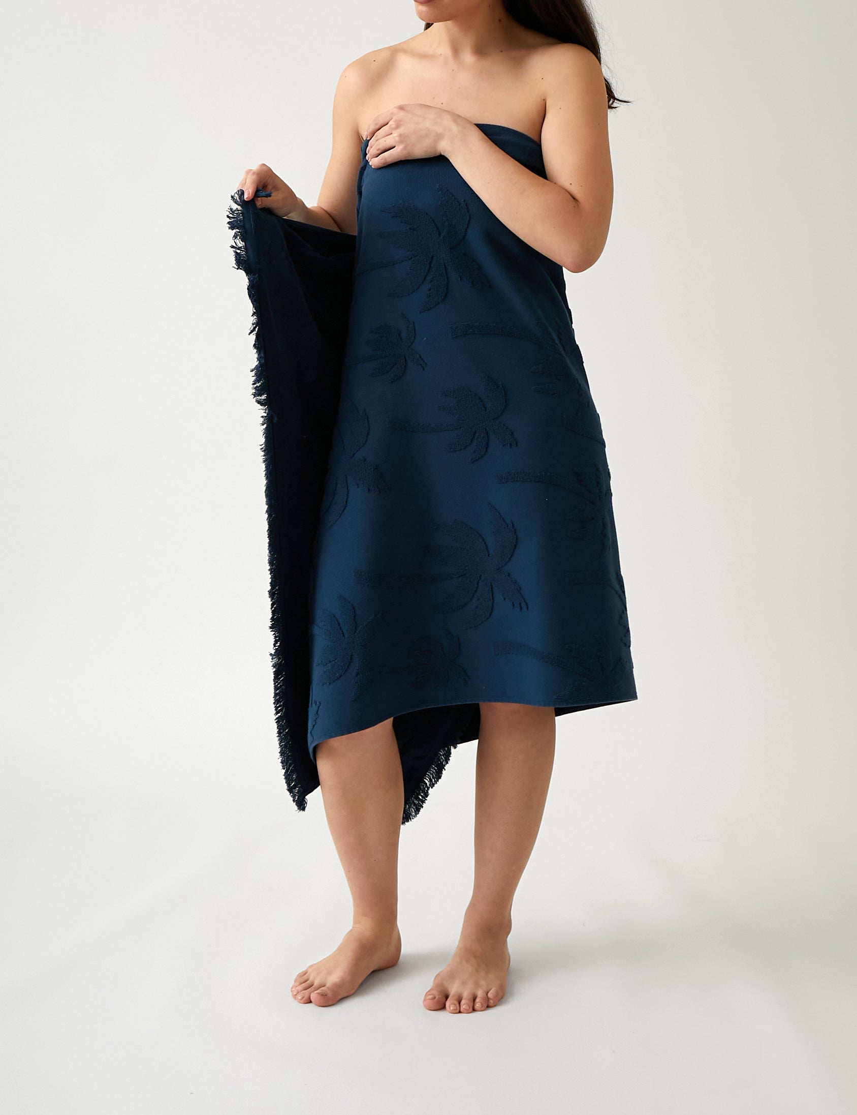Palm Tree Beach Towel | Navy-2