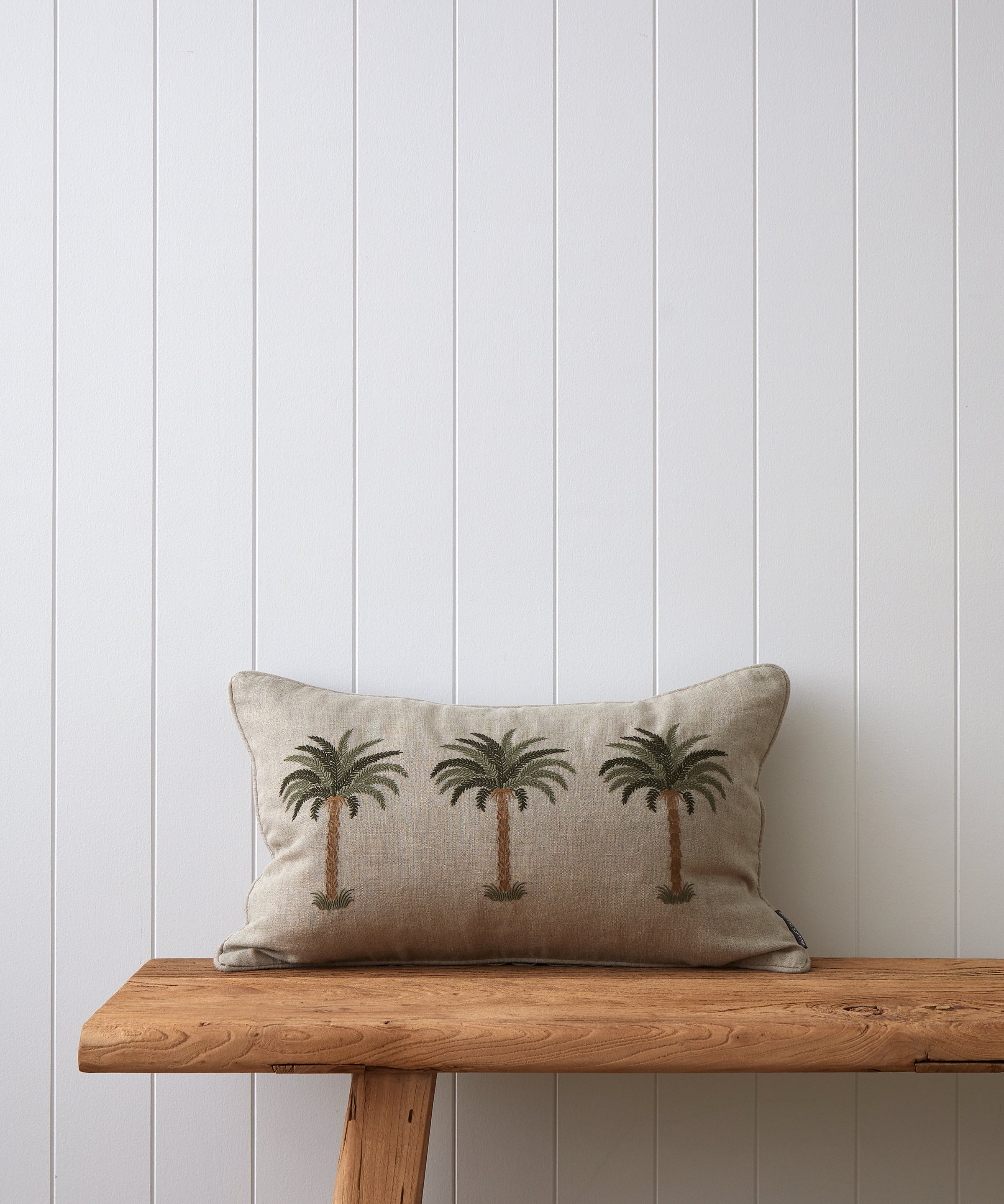 Palm Trio Embroidered Rectangle Cushion Cover | Multi-1