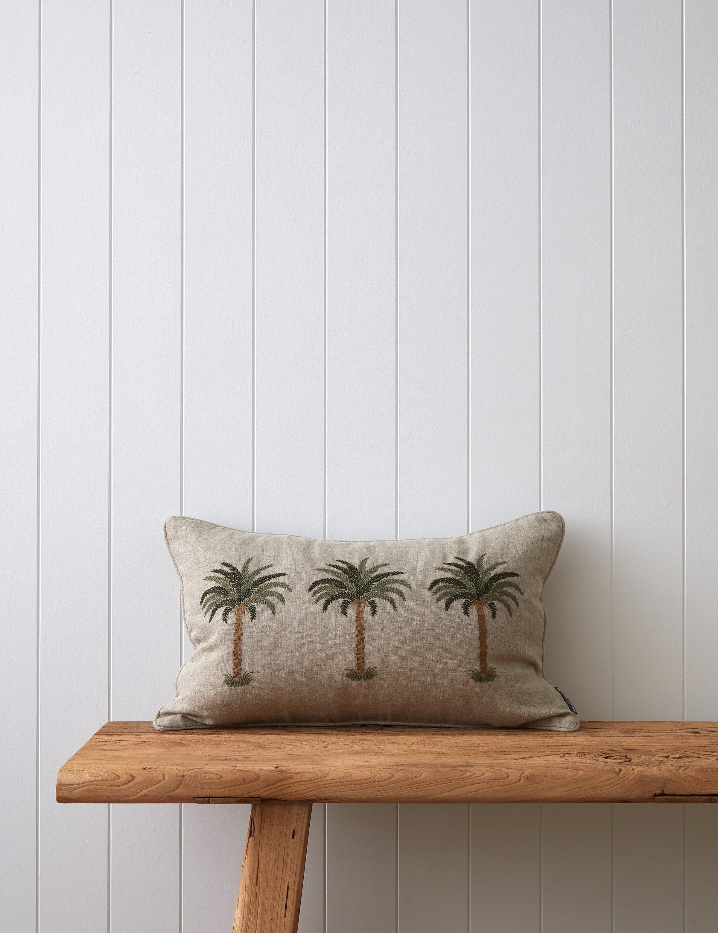 Palm Trio Embroidered Rectangle Cushion Cover | Multi-1