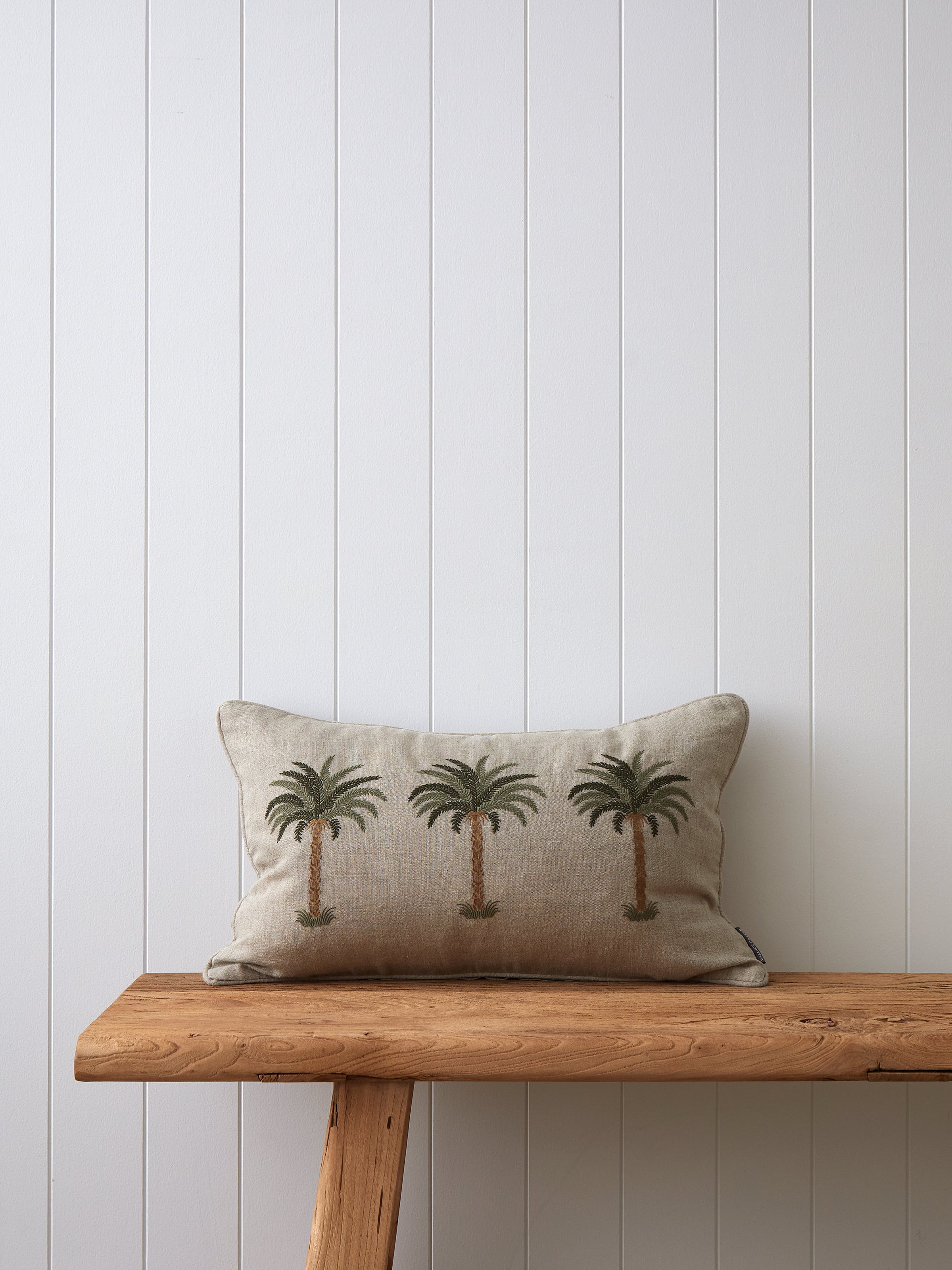 Palm Trio Embroidered Rectangle Cushion Cover | Multi-1
