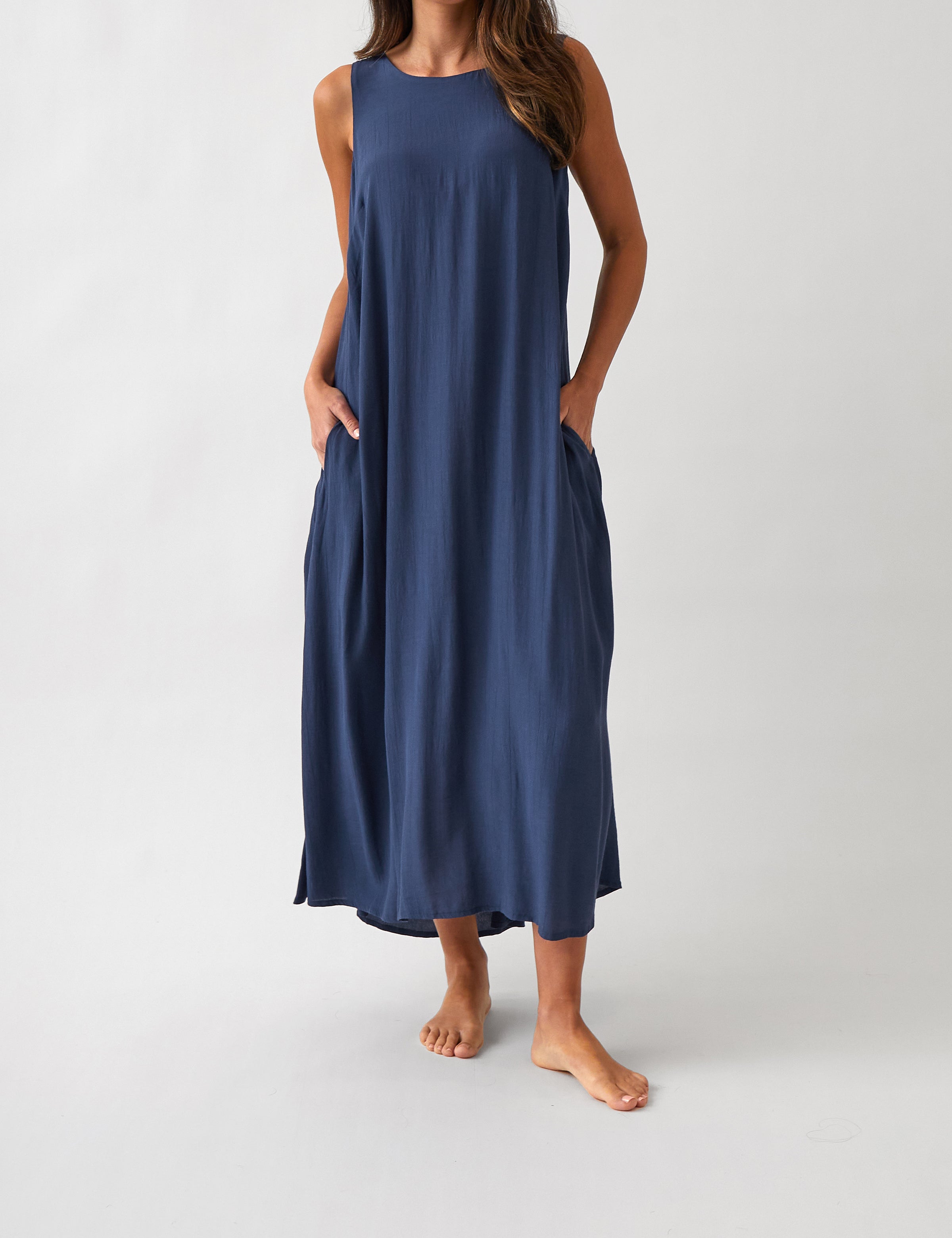 Palmero Rayon Dress | Navy-1