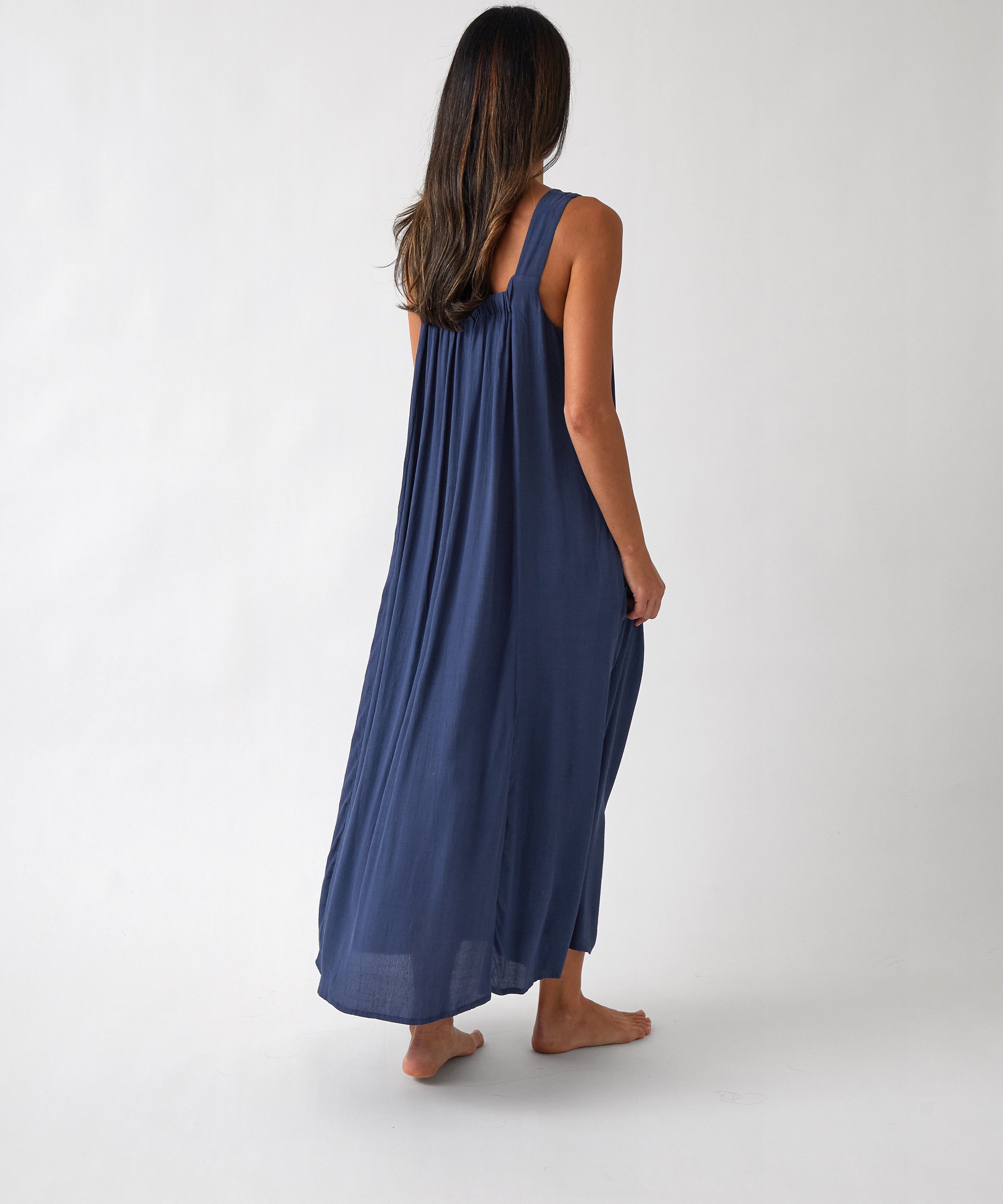 Palmero Rayon Dress | Navy-4