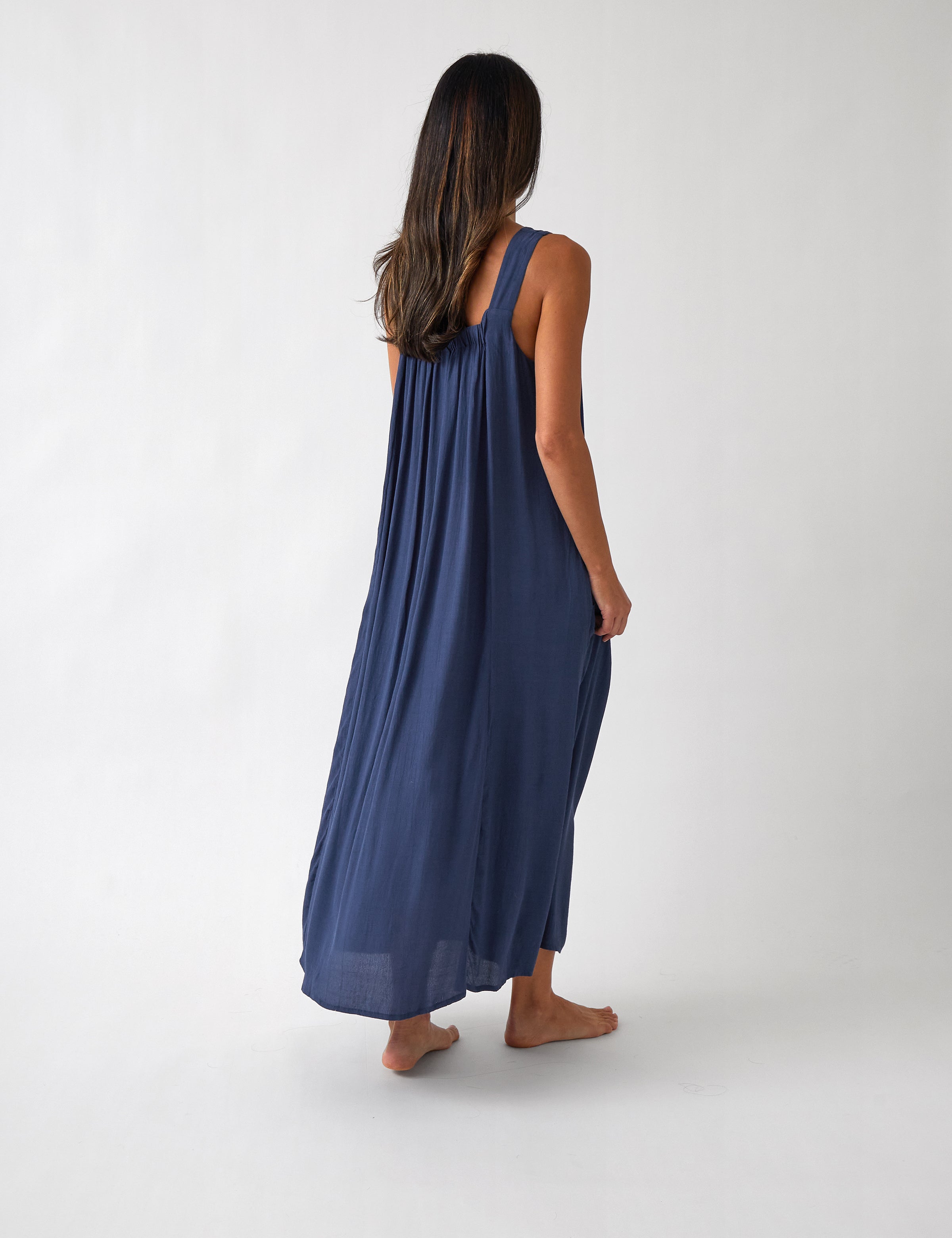 Palmero Rayon Dress | Navy-4