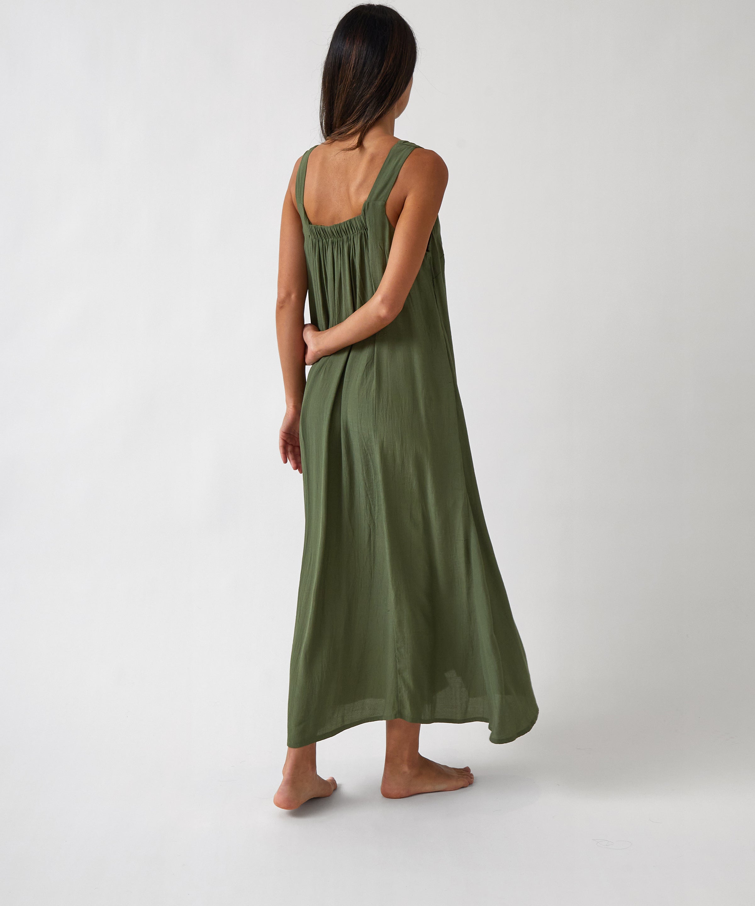 Palmero Rayon Dress | Olive-4