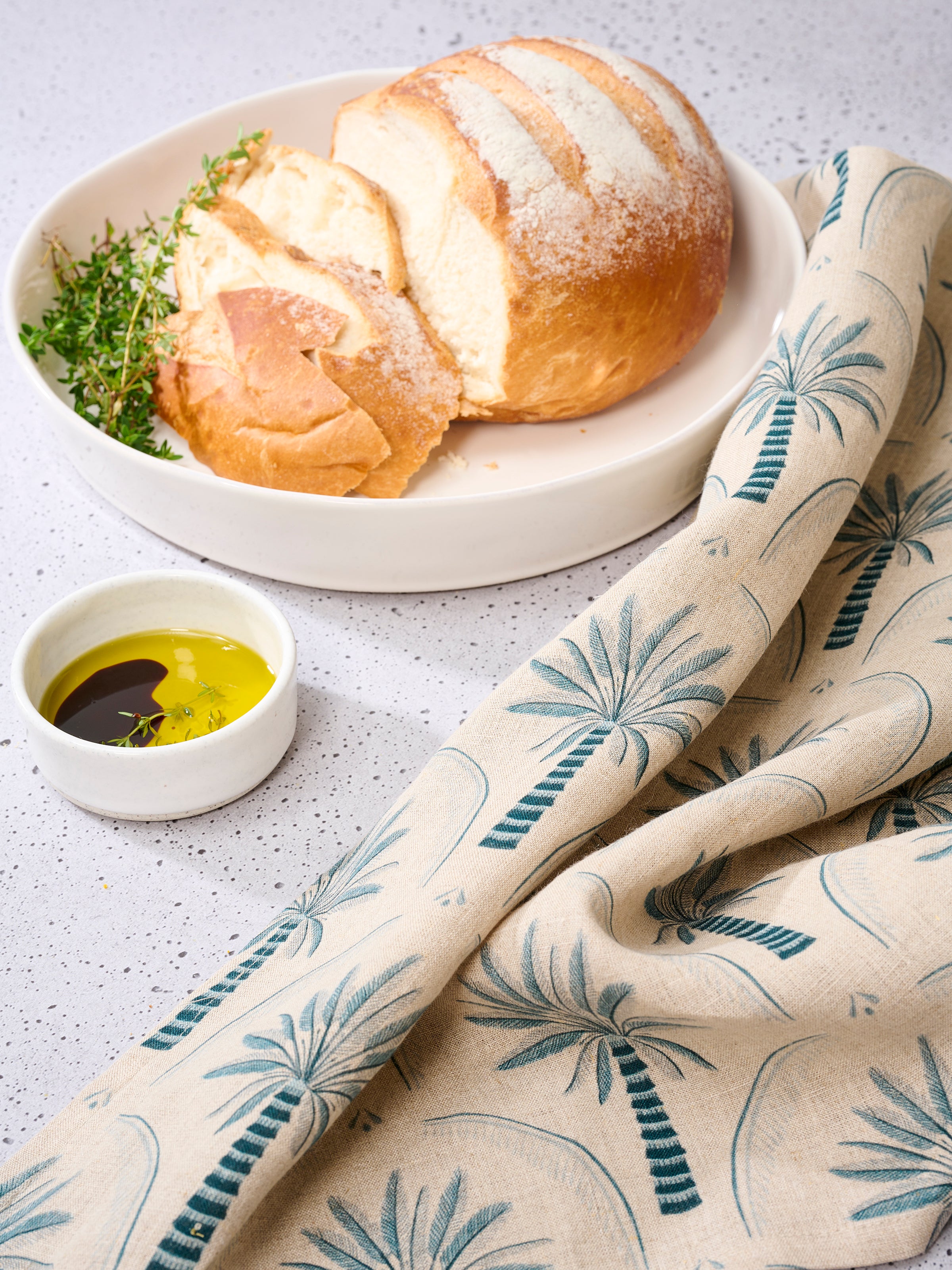 Palmetto Linen Tea Towel | Blue Natural-2