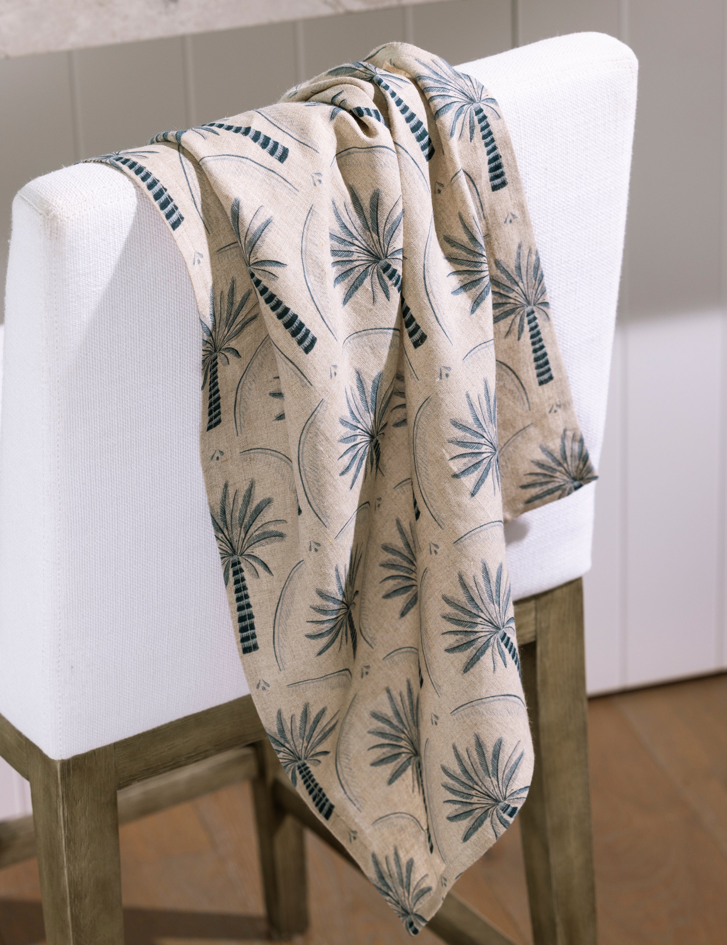 Palmetto Linen Tea Towel | Blue Natural-3