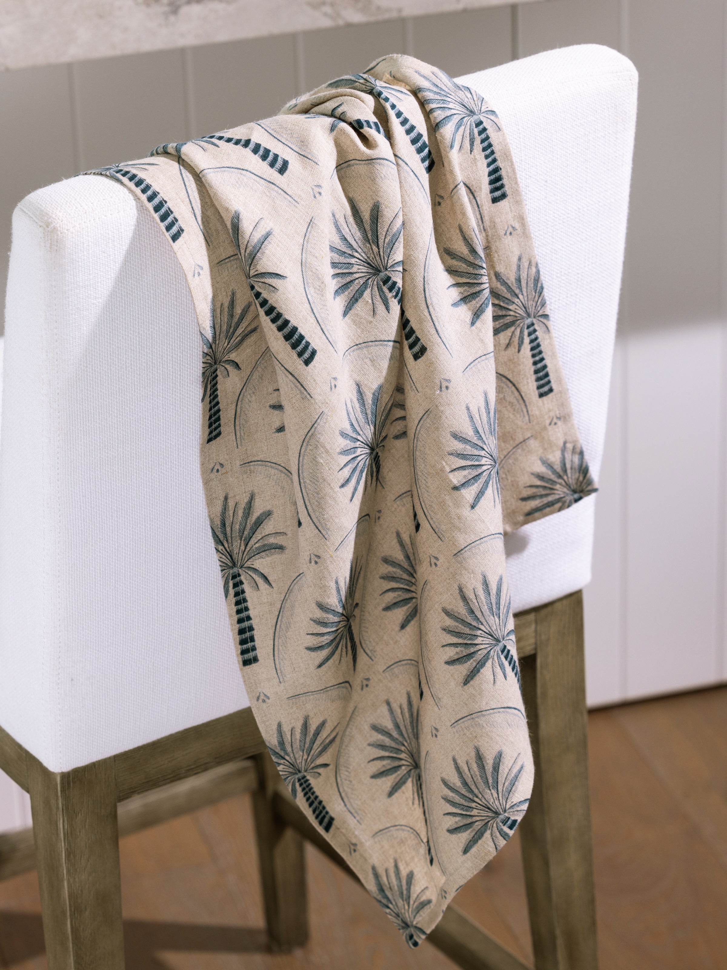 Palmetto Linen Tea Towel | Blue Natural-3