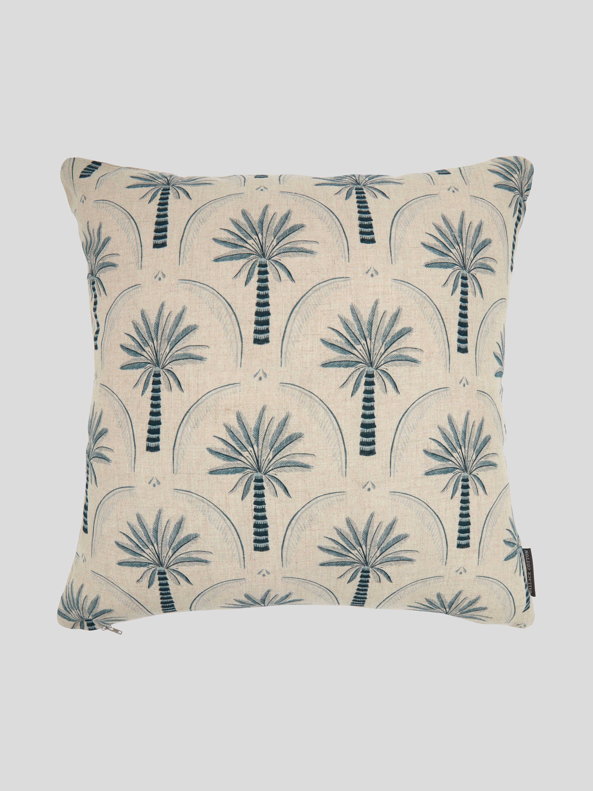 Palmetto Square Cushion Cover | Blue Natural-1