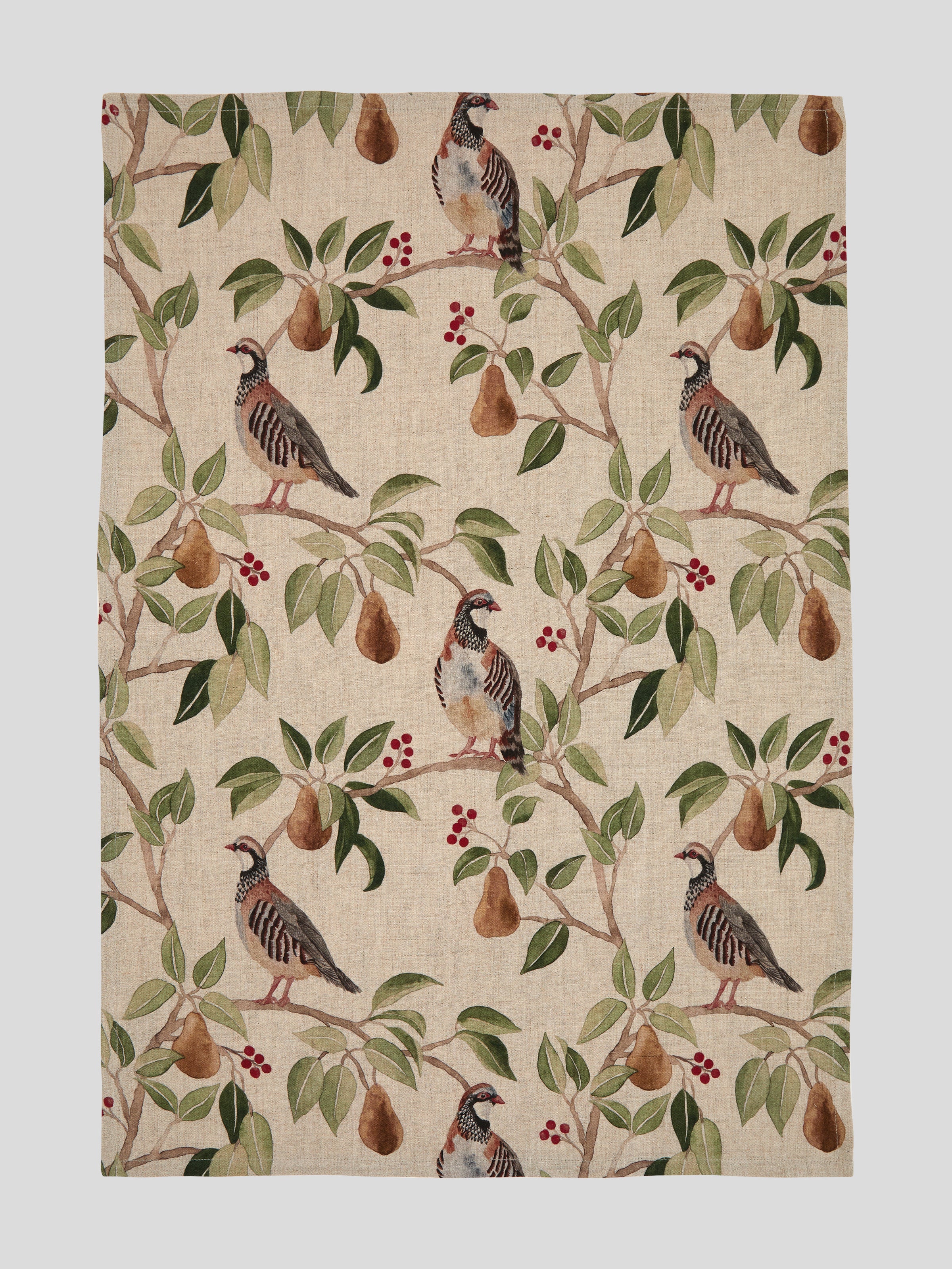 Partridge Linen Tea Towel | Multi-3