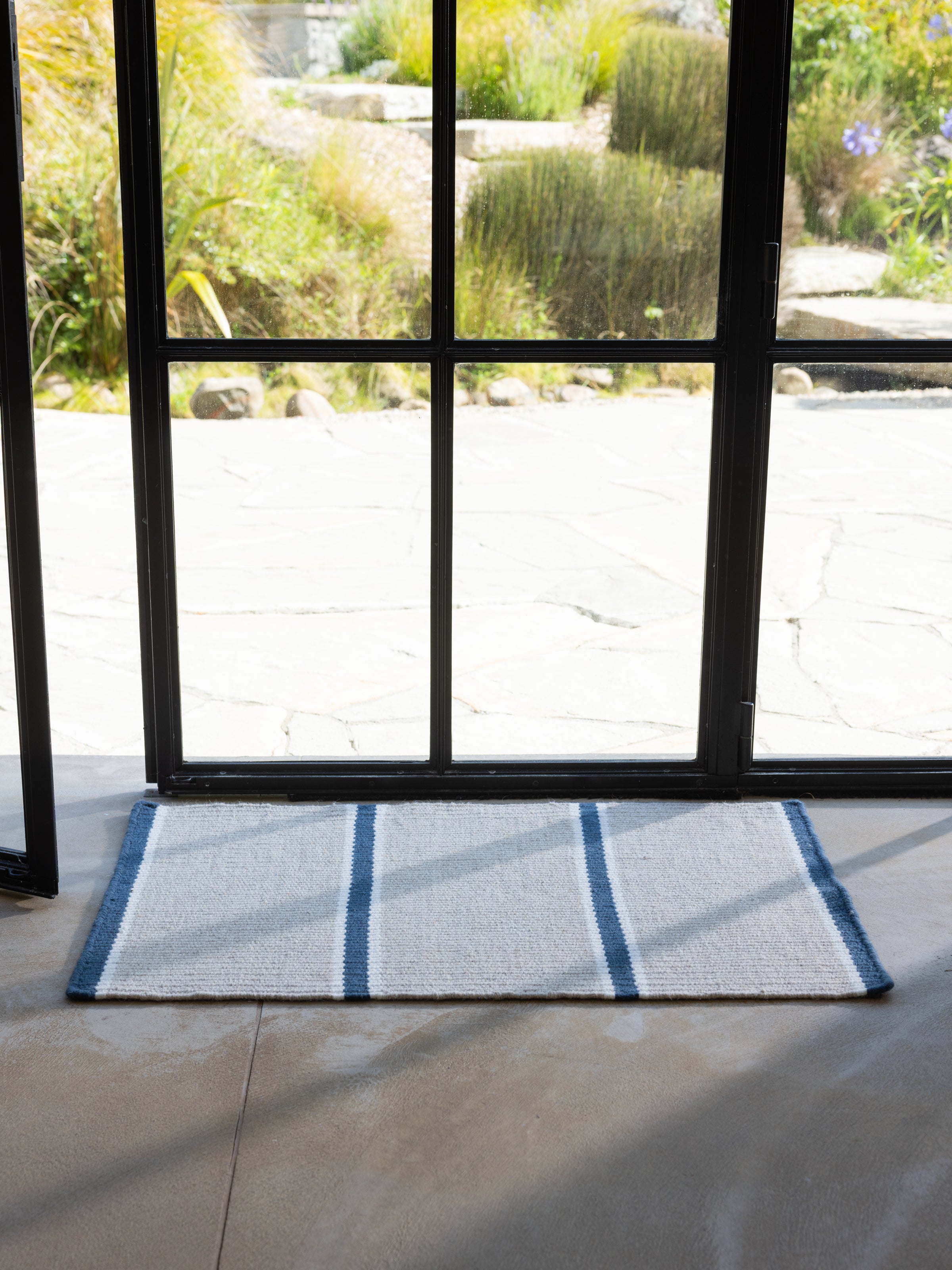 Patio Door Mat | Blue Stripe-2
