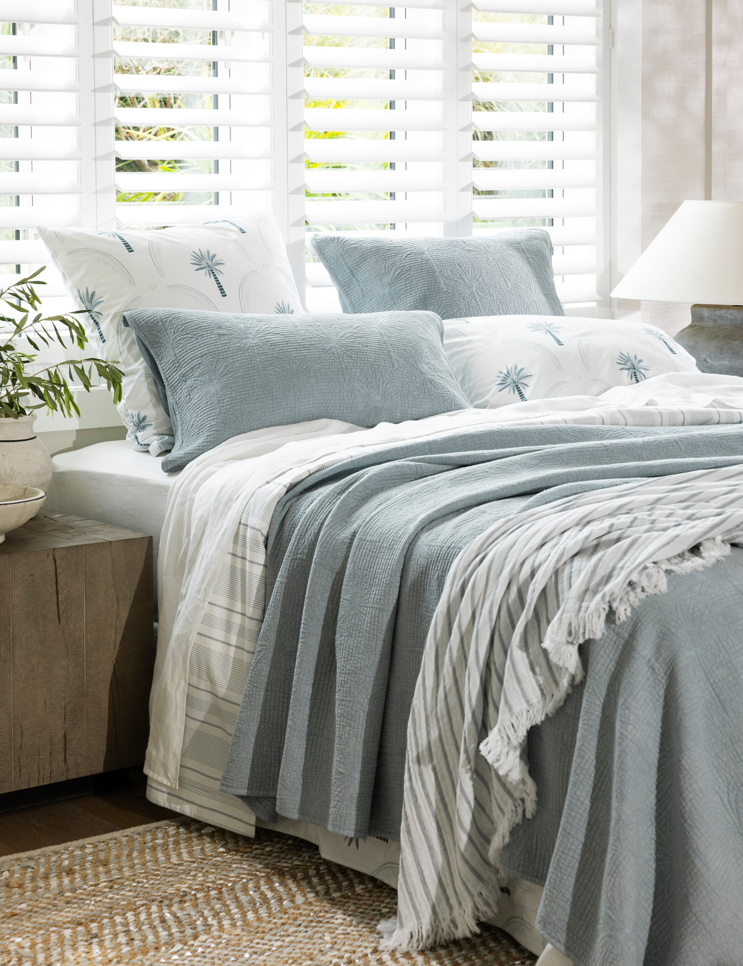 Peninsula Muslin Blanket | Blue Stripe-2