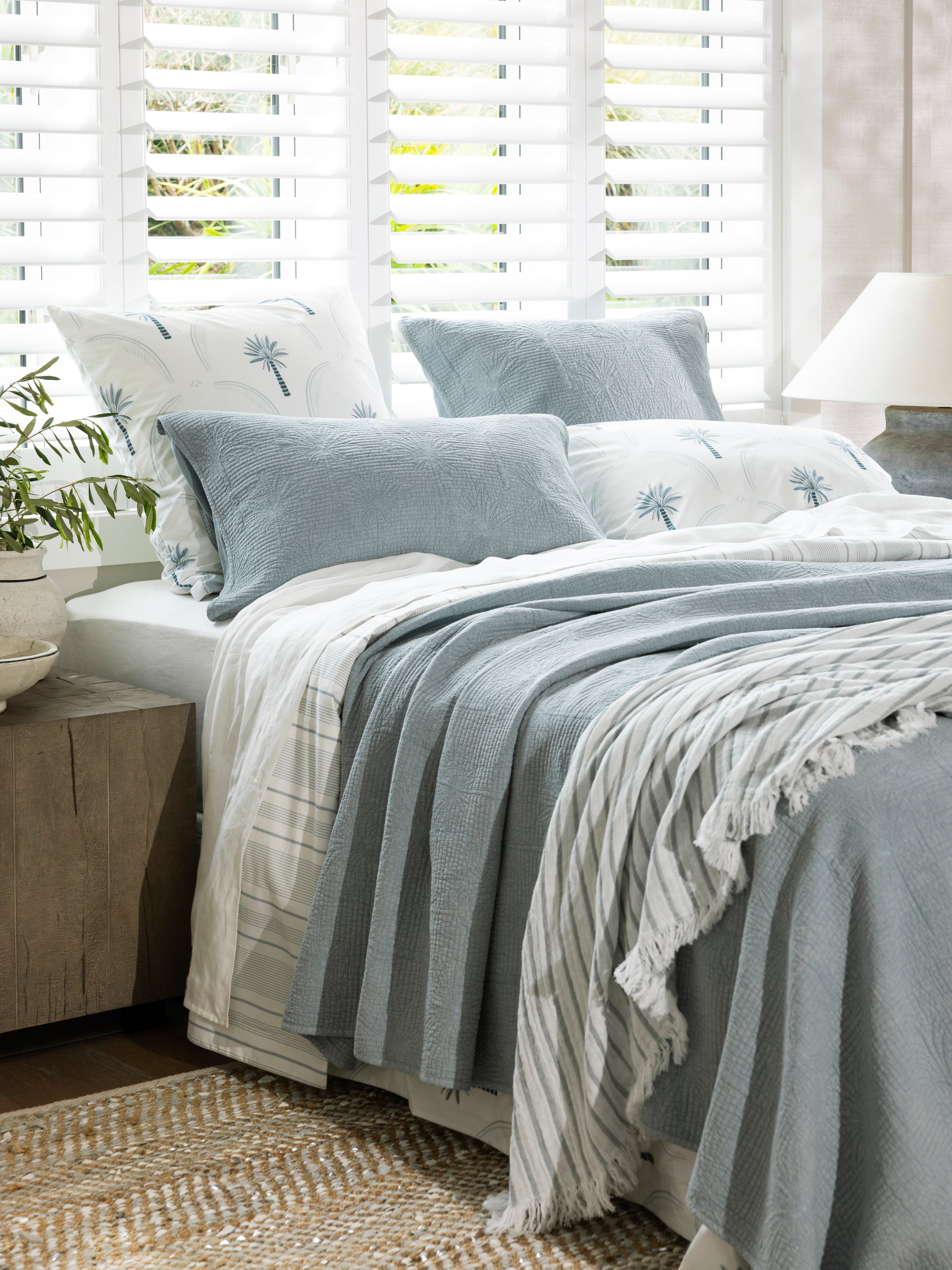 Peninsula Muslin Blanket | Blue Stripe-2